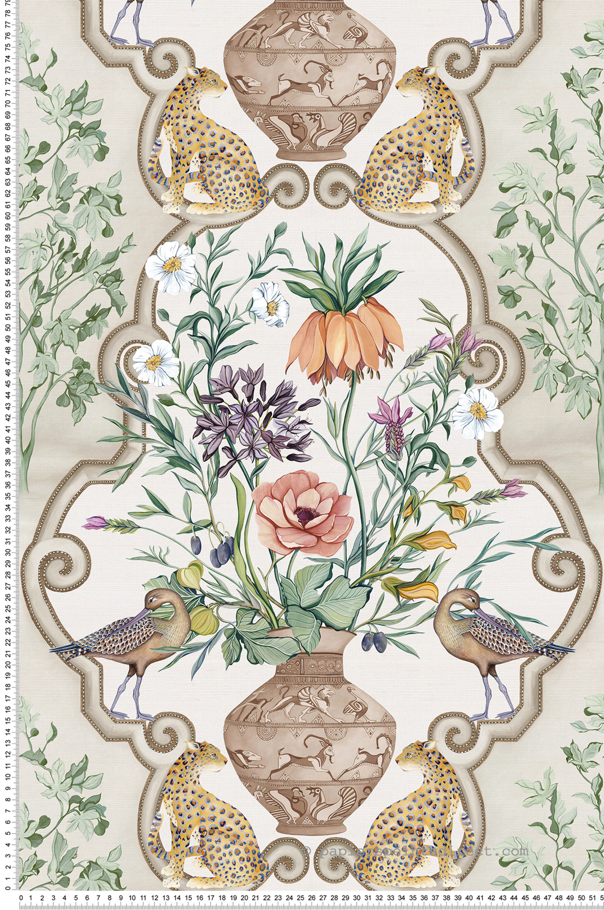 Papier peint Bouquet Vintage Sundara grège - Ananda d'Osborne & Little | Réf. OSB-W8031-02