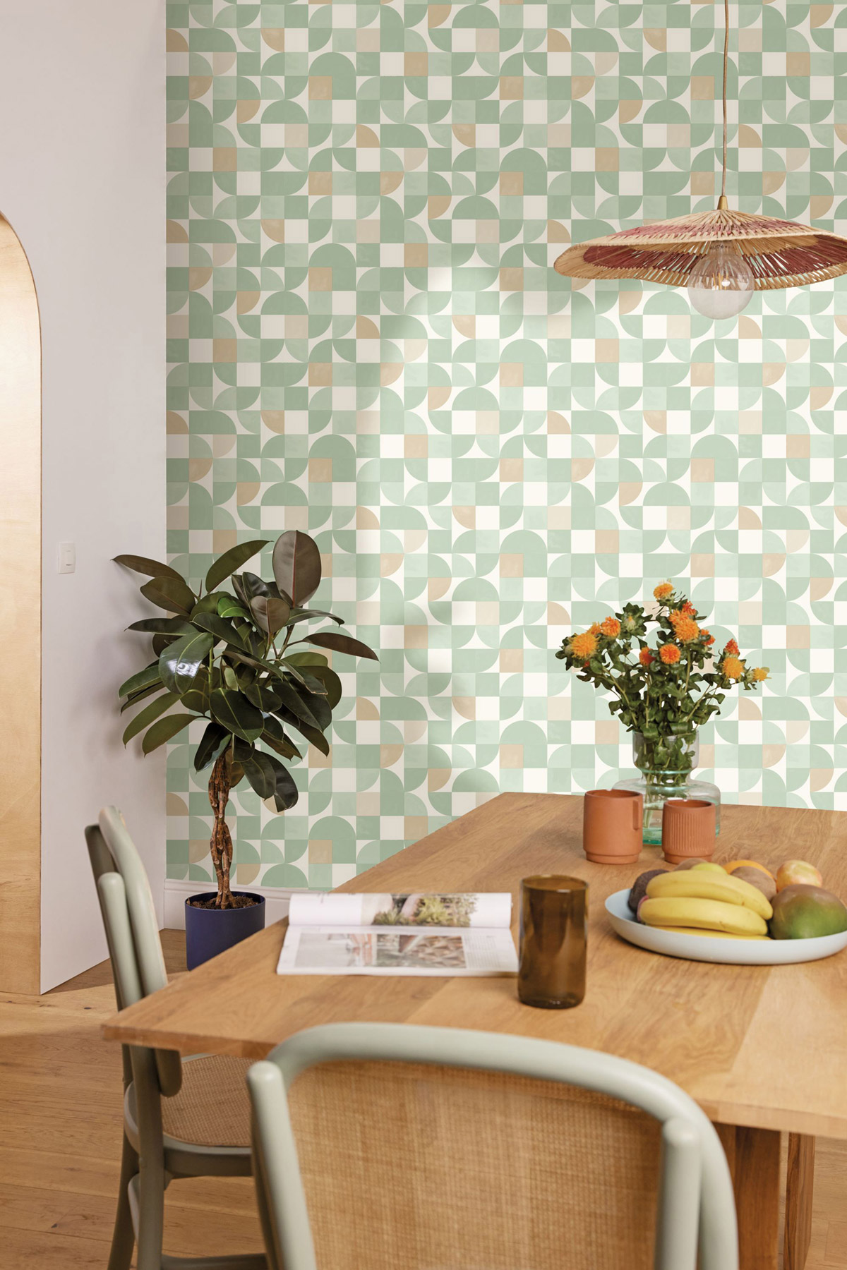 Papier peint Forme Rétro Happiness vert d'eau - Green Life 2 de Casélio | Réf. GNL2105360776