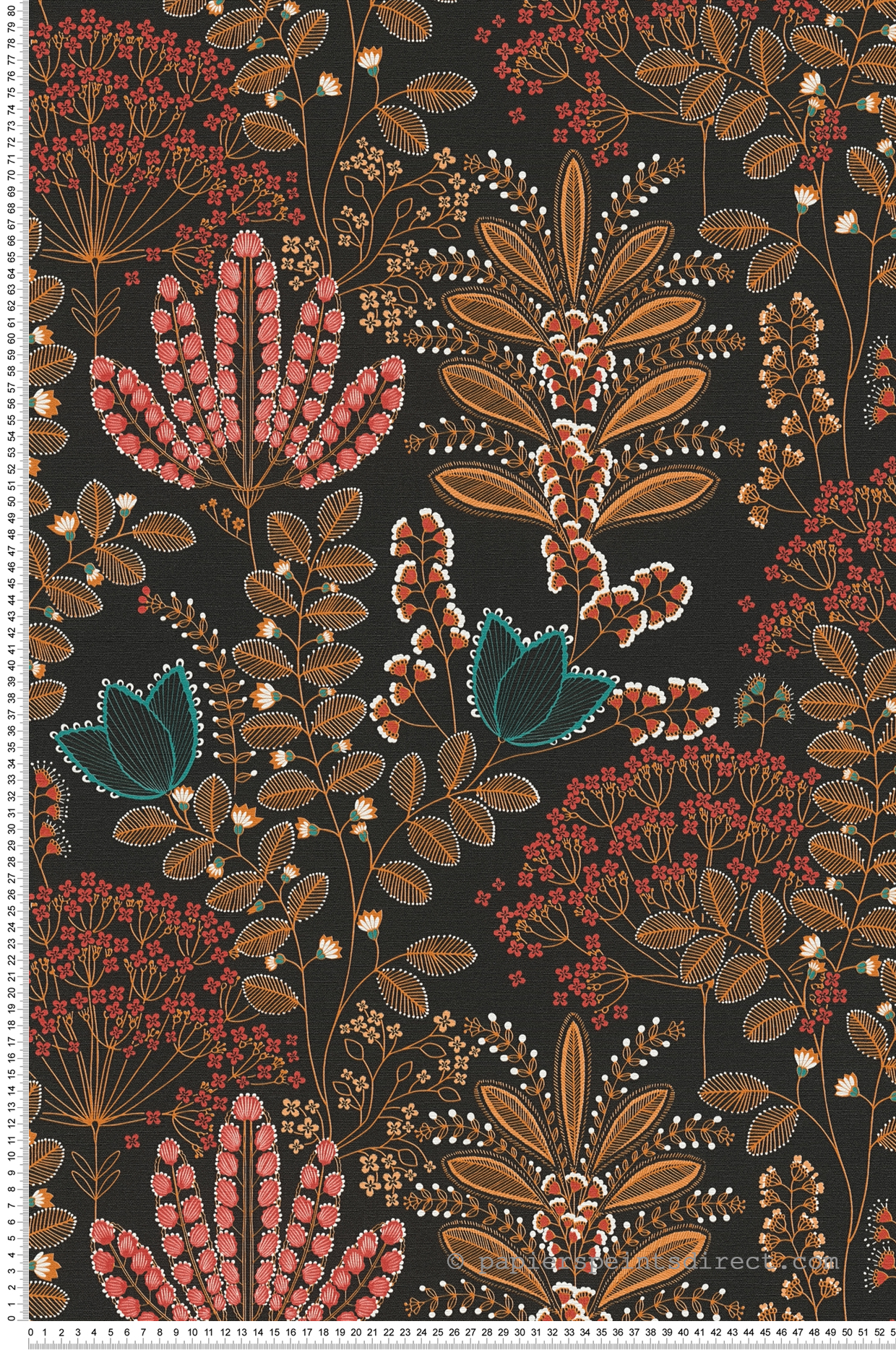 Papier peint Fleurs Enfantin Achillae camel noir - Famous Garden d'A.S. Création | Réf. AS-393495