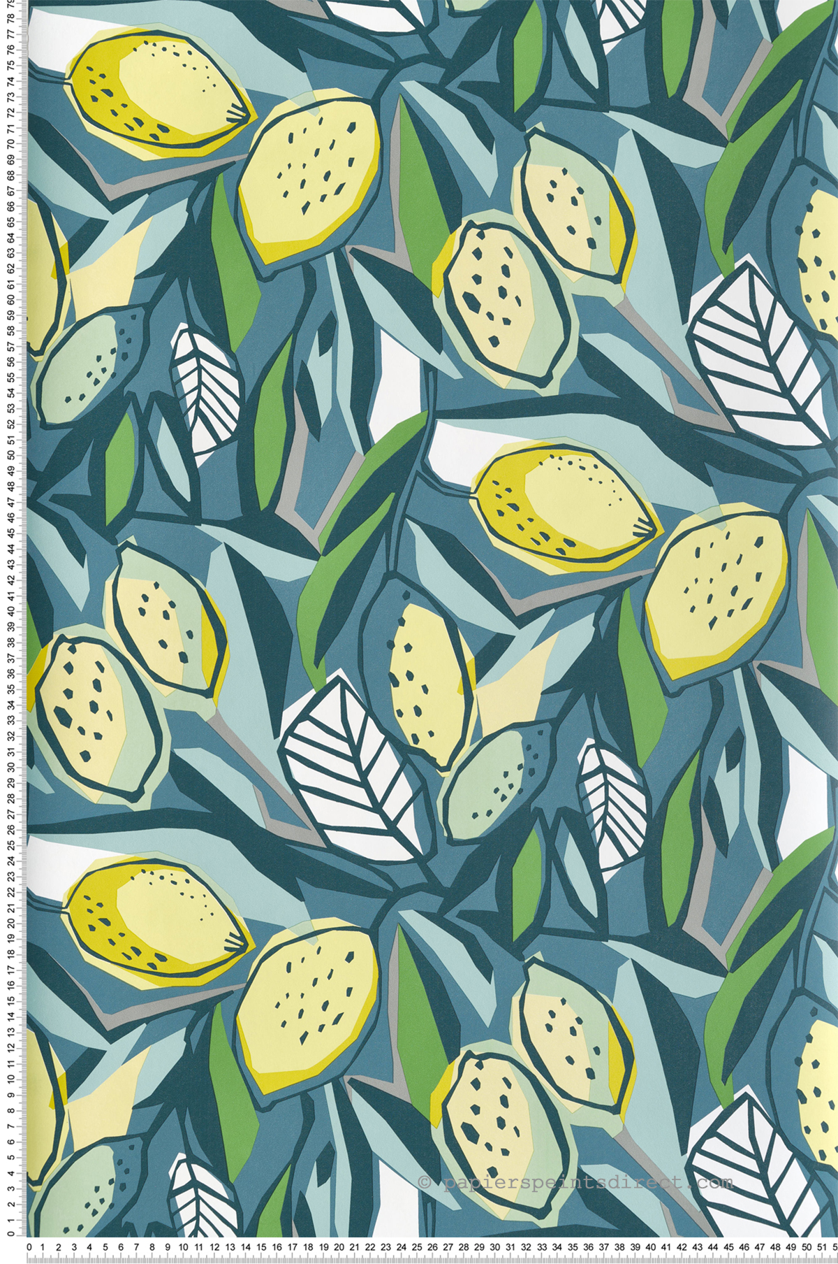 Papier peint Citrus Graphique jaune vert bleu - Happy de Lutèce | Réf. LTC-FD26422
