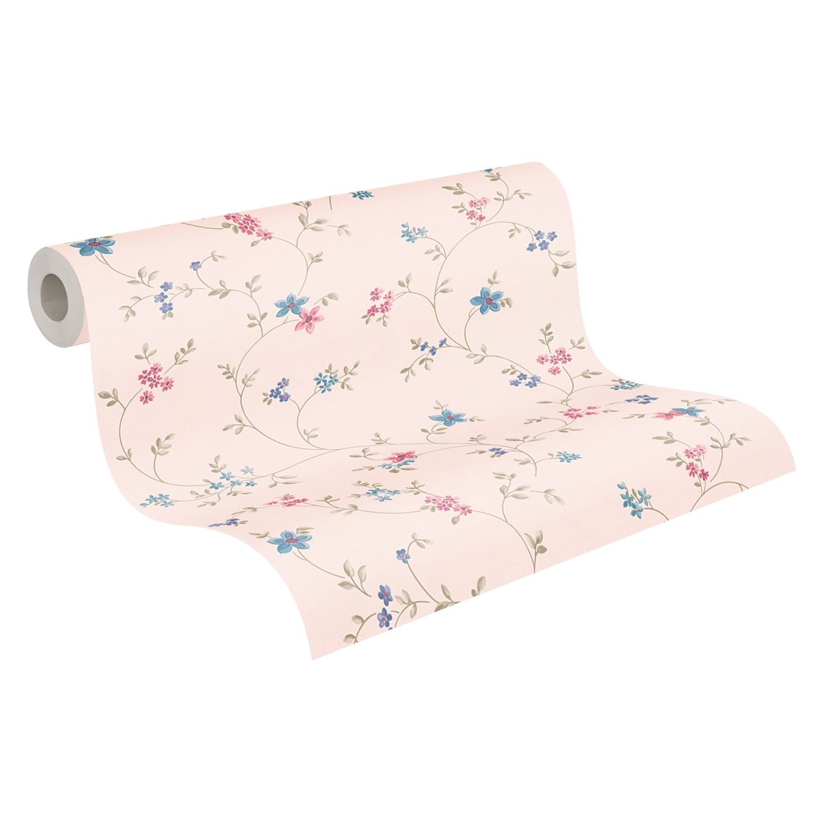 Papier peint Ramage Fleur Charme bleu rose - Maison Charme d'A.S. Création ROLL | Réf. AS-390711