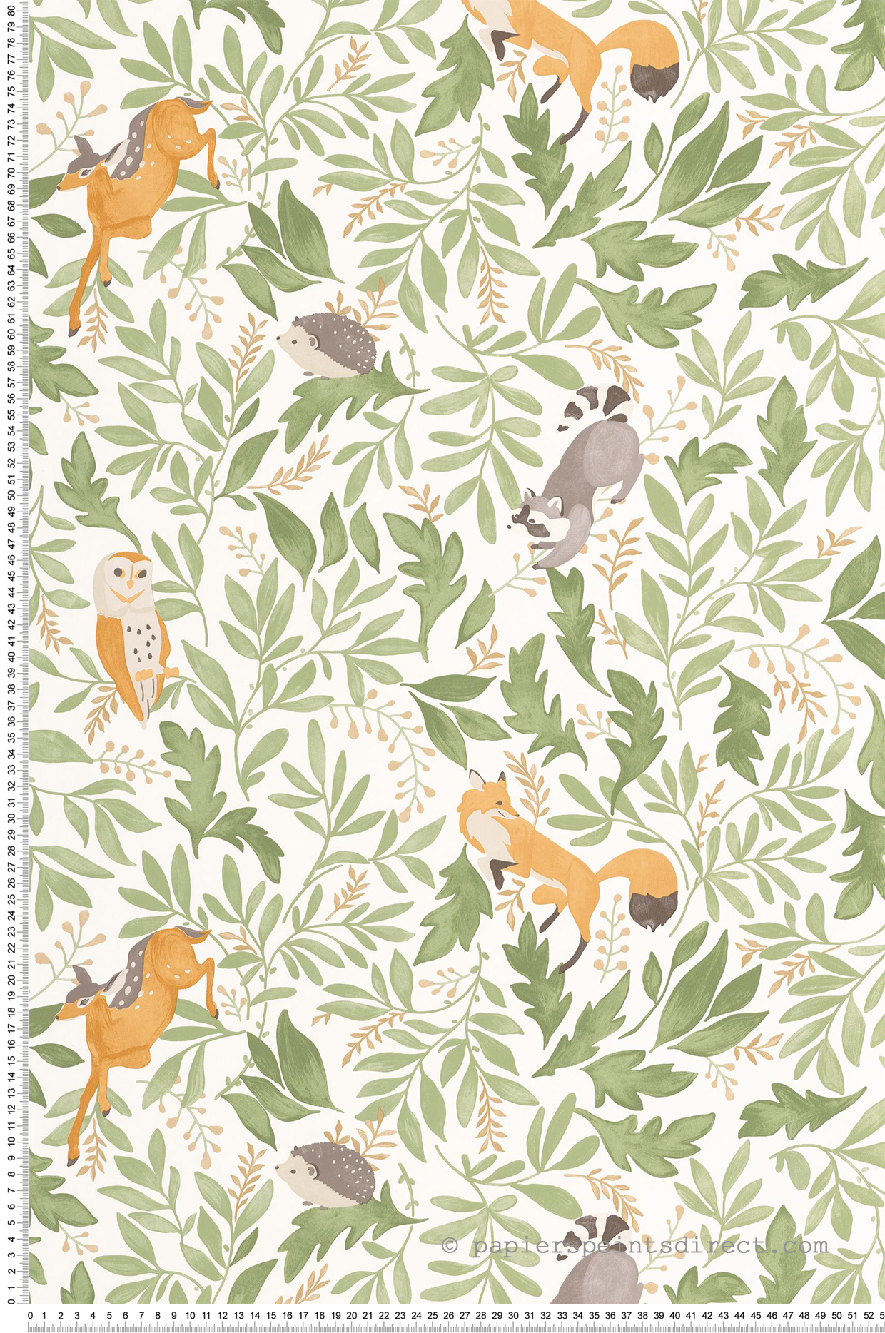 Papier peint Animaux Balade en Forêt vert kaki - Les Minis Mondes de Casélio | Réf. MNM105747170