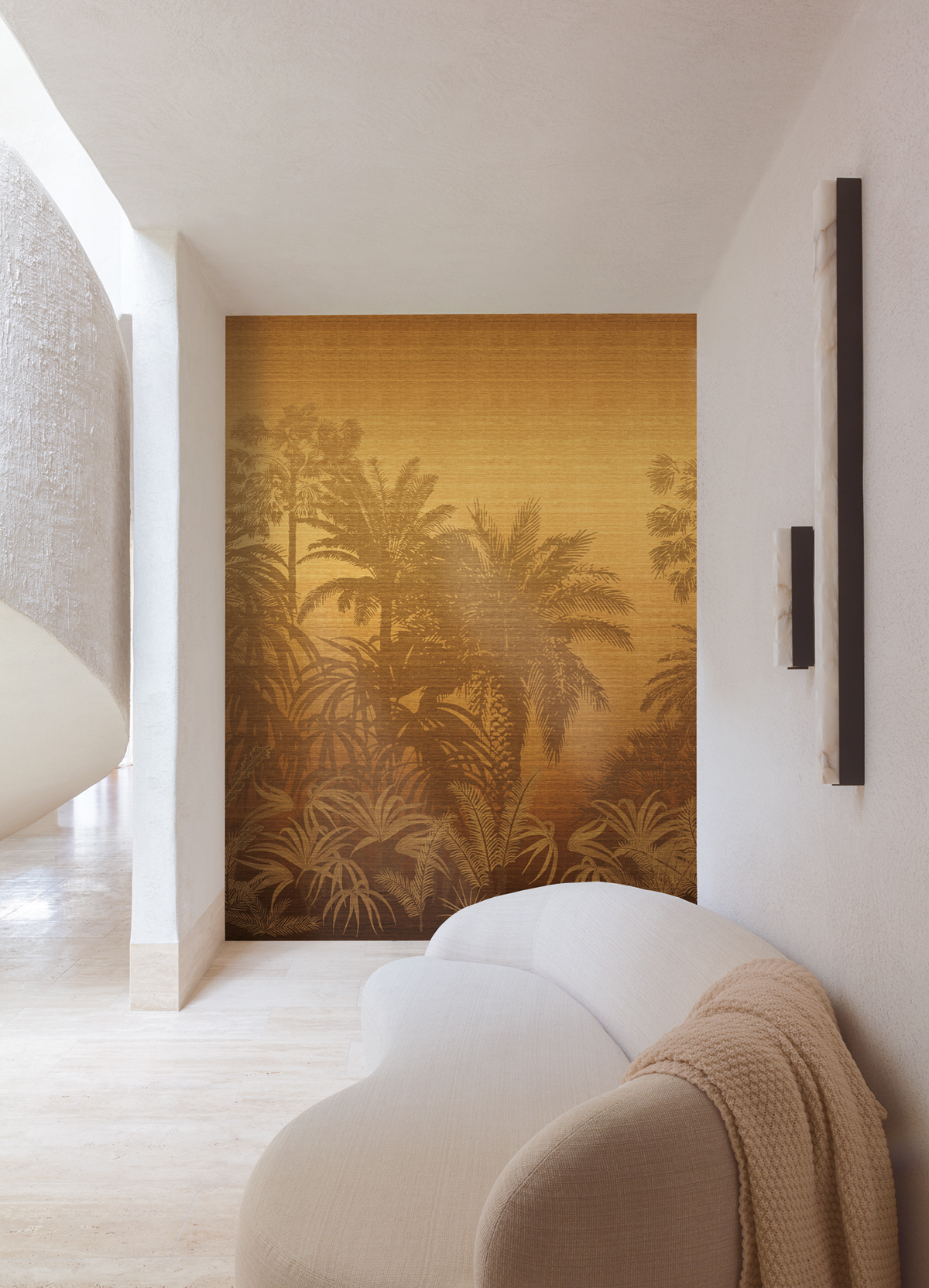 Papier peint panoramique Jungle Awarra ocre - A, B et C H260 - Amazone de Masureel | Réf. MAS-DGZON103X-260