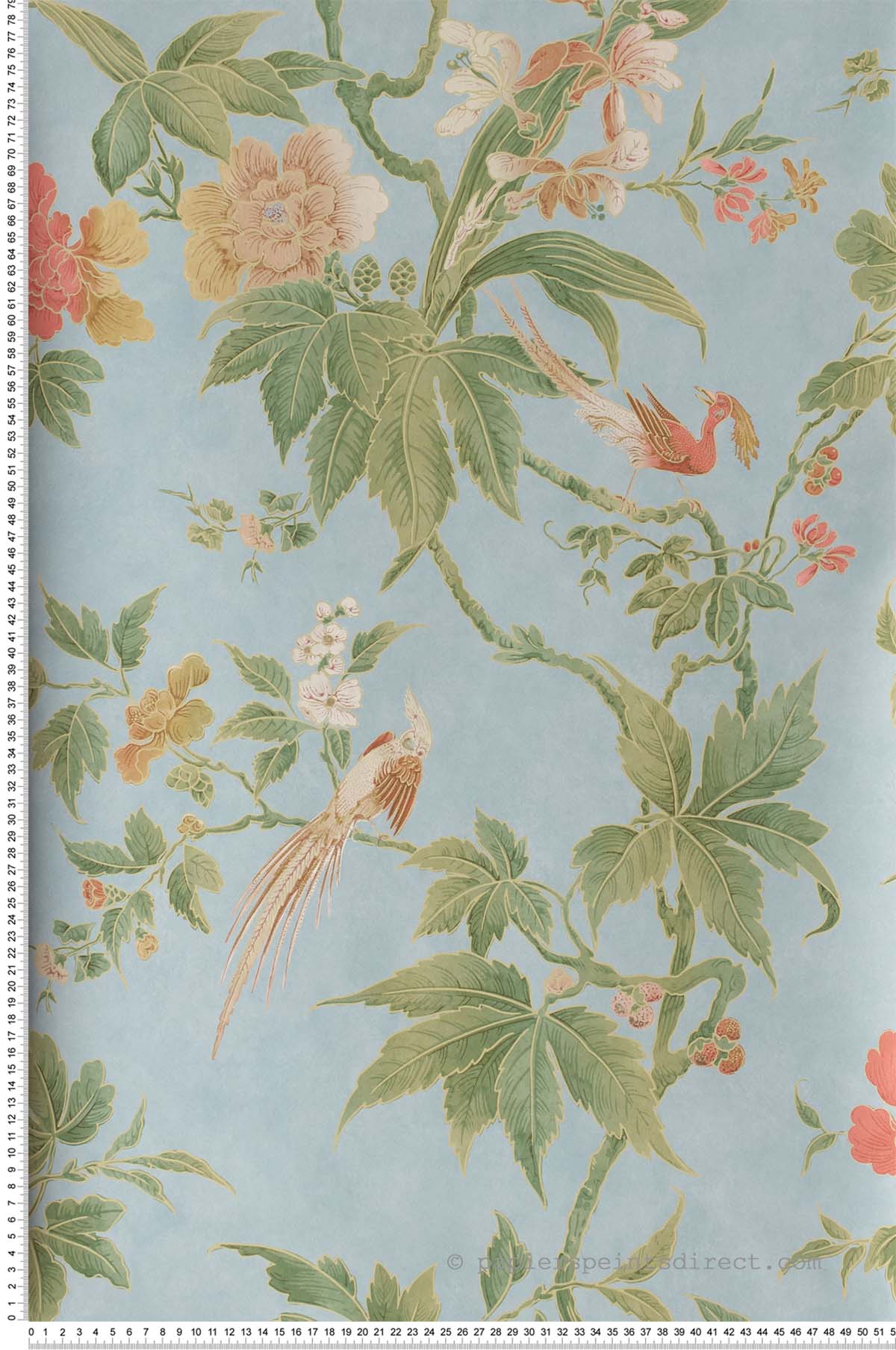 Paradise bleu - Papier peint Archive Trails de Little Greene