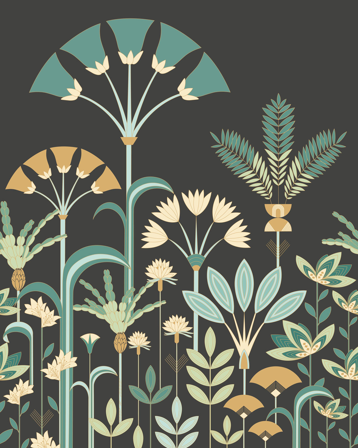 Papier peint panoramique Jardin Art Déco Luxuriance vert S 200X250 - Elégance de Casélio | Réf. ELC105327005