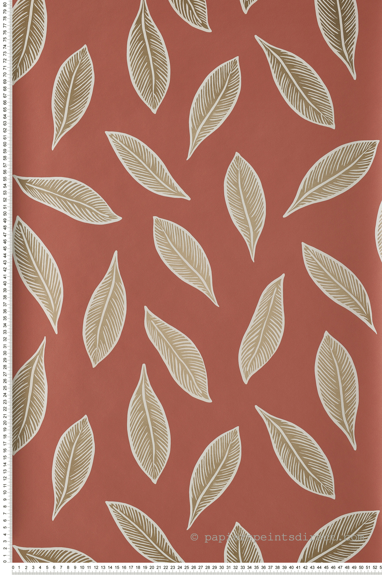 Papier peint feuilles Gabon orange terracotta/doré - L'odyssée de Casélio | Réf. OYS101443339