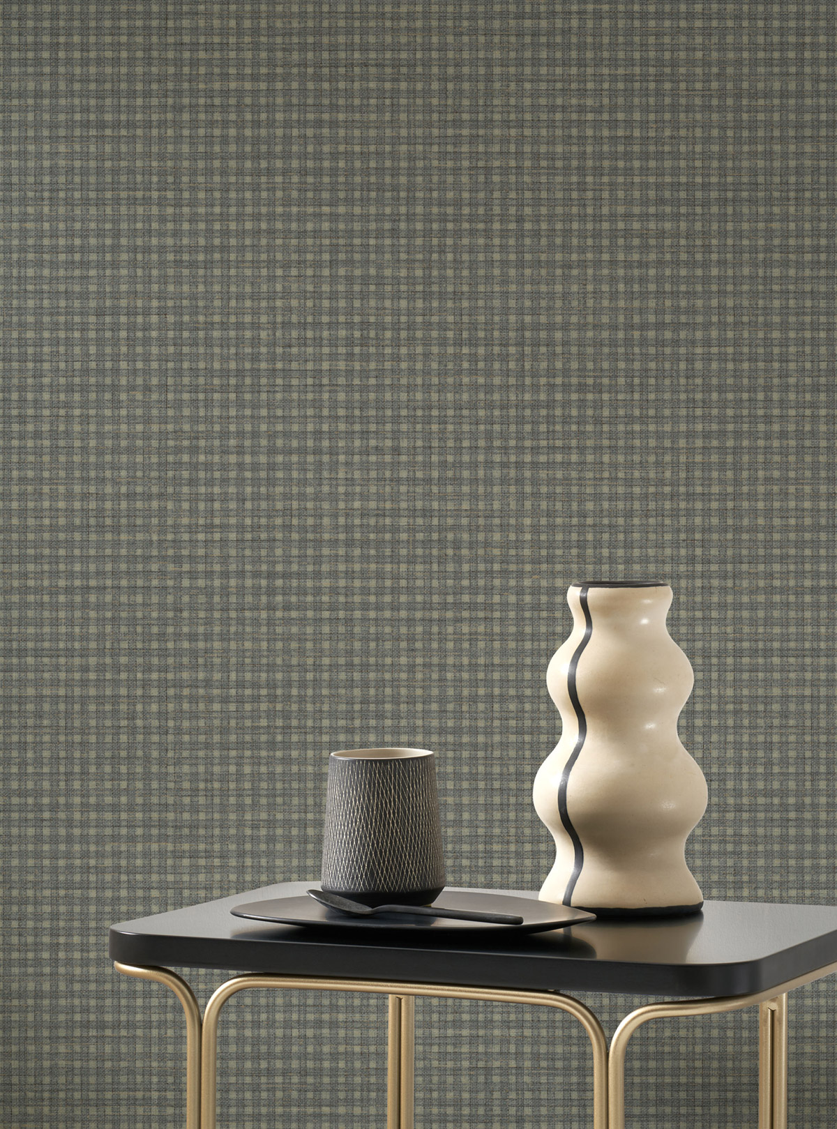 Papier peint Vichy Délicat Jude vert anthracite - Carnaby Street de Casadéco | Réf. CARN200552361