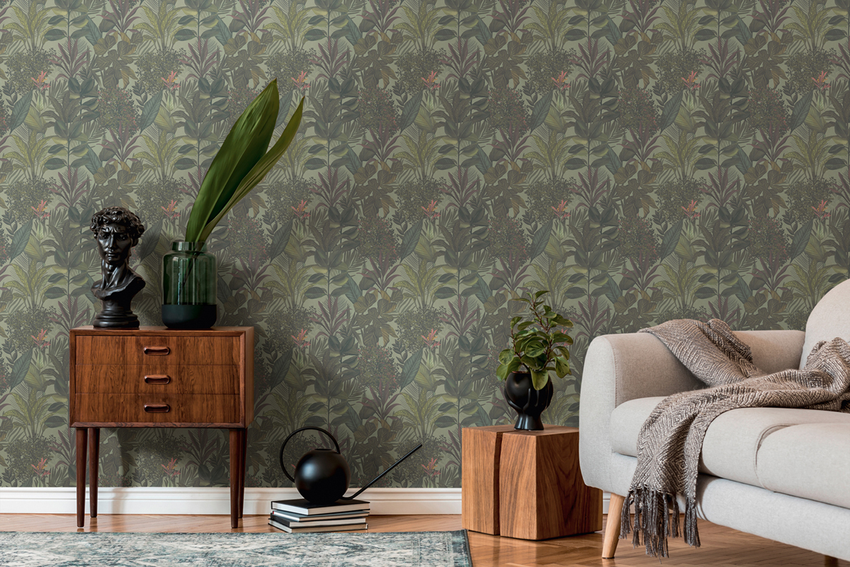 Papier peint Feuillage Luxuriant vert - Drawn Into Nature de Livingwalls AMB2| Réf. 39433-1