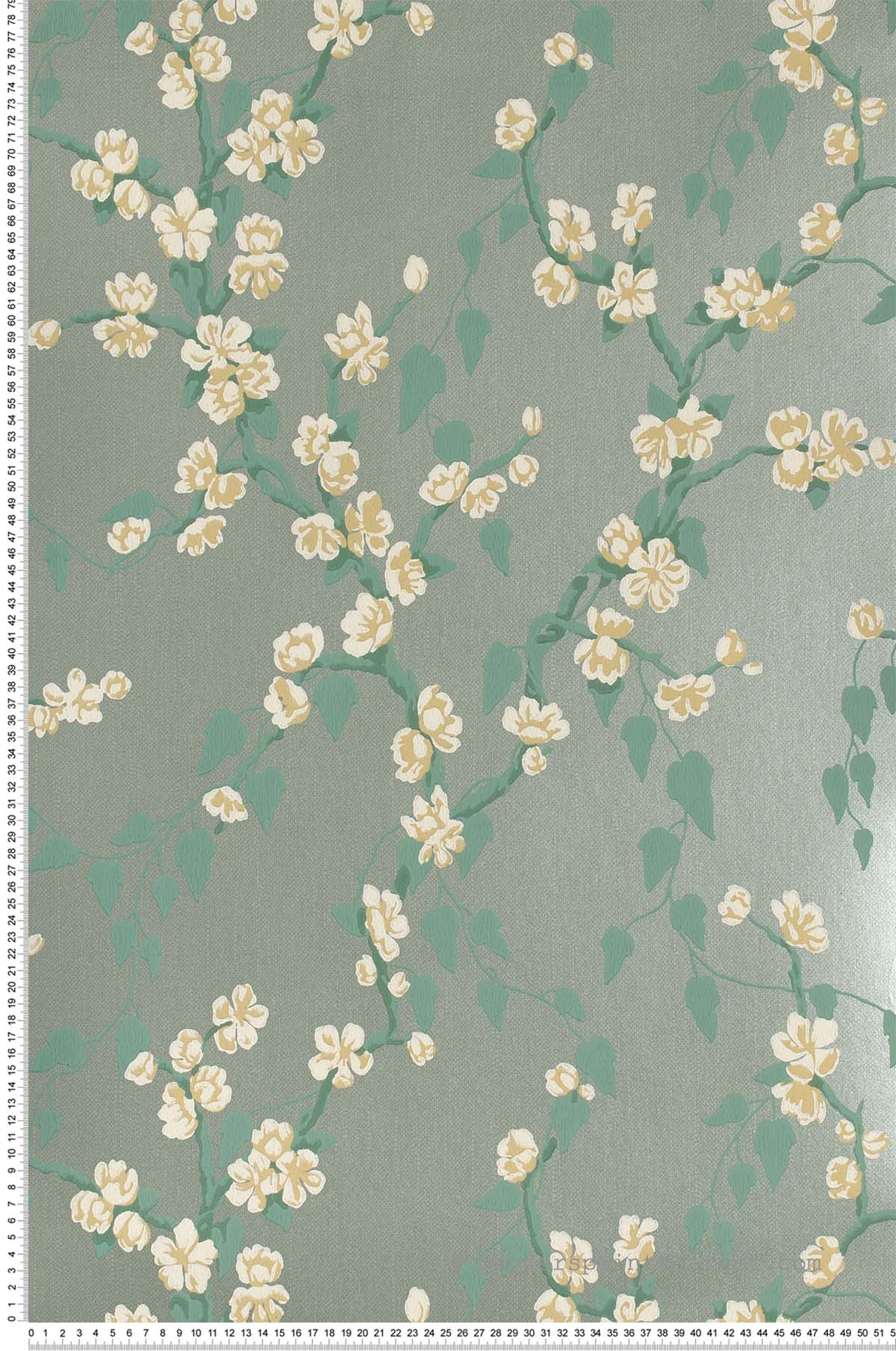 Sakura aqua - Papier peint Archive Trails de Little Greene
