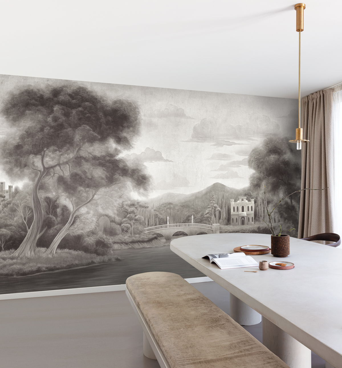 Papier peint panoramique Paysage Classique Park gris graphite - A, B, C, D et E H260 - Wall Designs IV de Masureel | Réf. MAS-DG4PAR101X-260