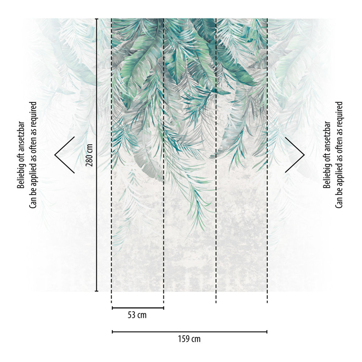 Papier peint panoramique Palmes Jungle vert gris - The Wall 3 d'A.S. Création AMB3 | Réf. AS-398191
