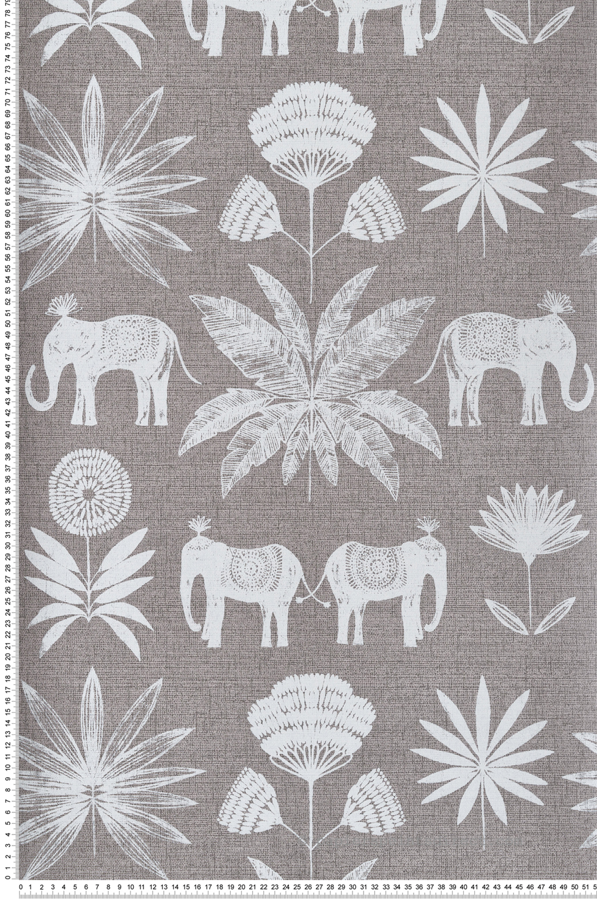 Papier peint Eléphant Indien et Fleur gris souris - Happy de Lutèce | Réf. LTC-FD26437