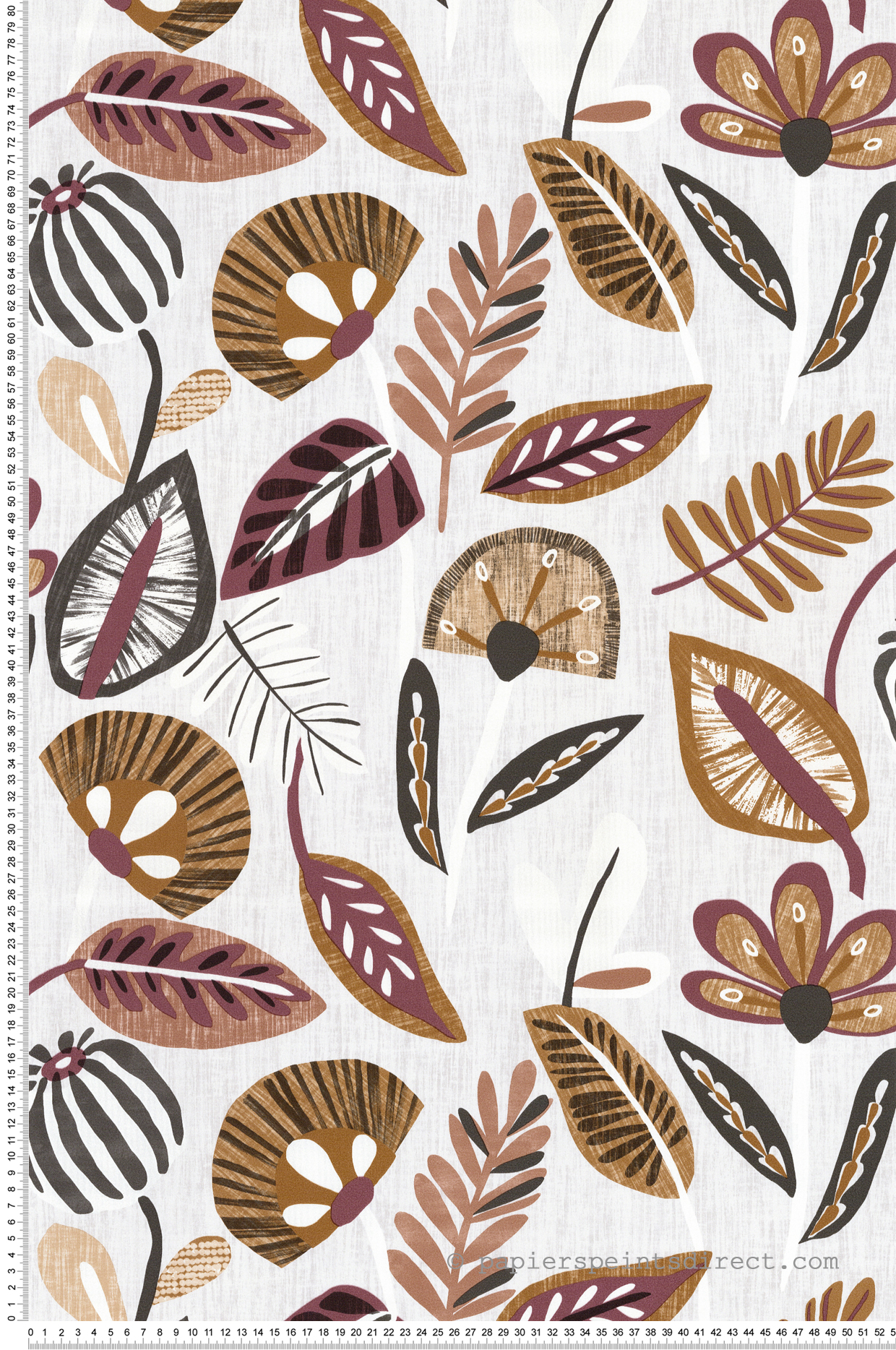 Papier peint Herbier Papyrus prune camel - Aroma de Lutèce | Réf. LTC-51252110