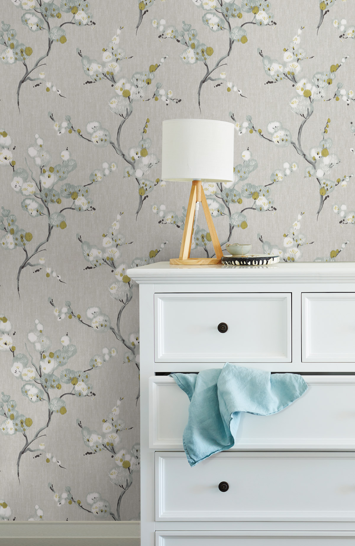 Papier peint adhésif Fleur Coton gris - Les Adhésifs de Lutèce AMB3| Réf. LTC-NU2679