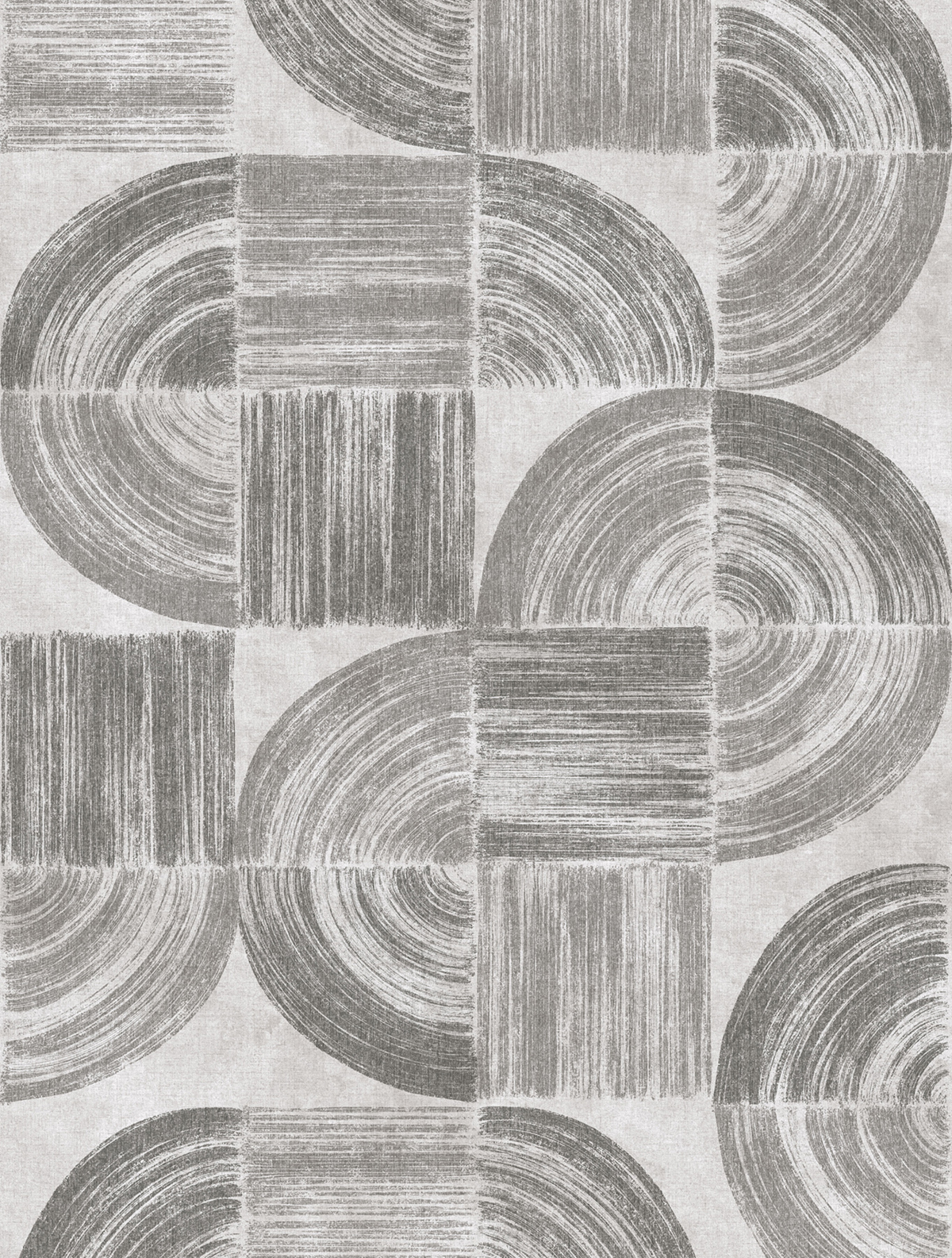 Papier peint panoramique Cercle Old Vinyls blanc - Panorama 2 de Lutèce | Réf. LTC-PAN1832C