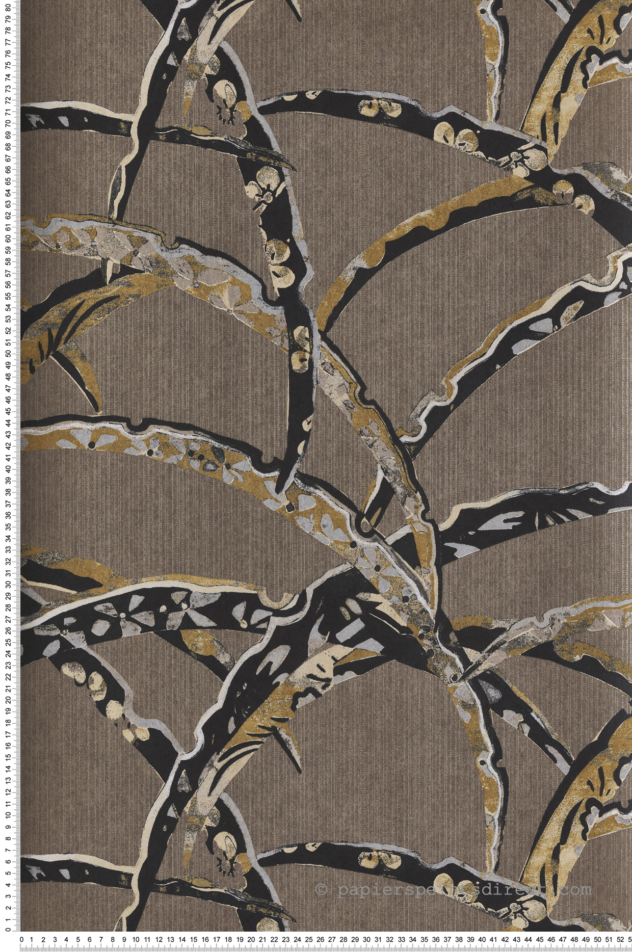 Papier peint Branche Kimono Daika ocre taupe - Kimono de Masureel | Réf. MAS-KIM503