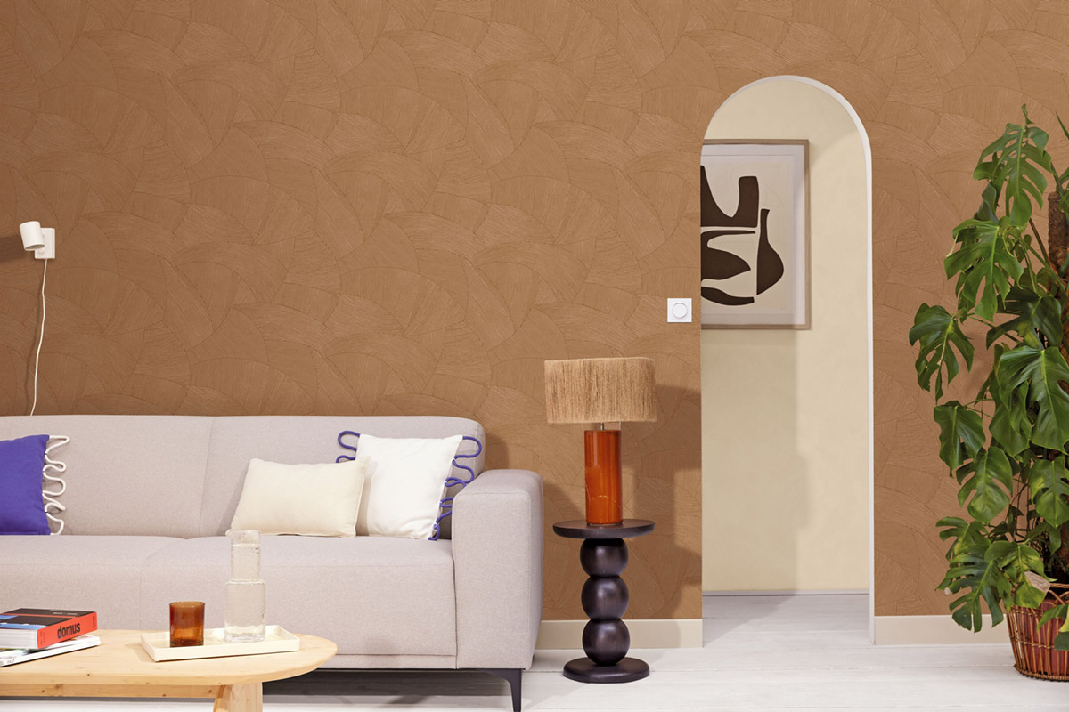 Papier peint Forme Strie Terra café au lait - Origine de Casélio | Réf. OGN106062030