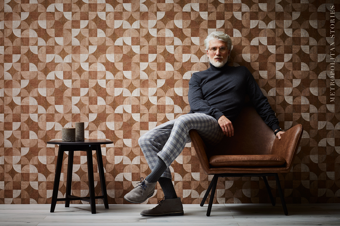 Papier peint Bois marqueterie chêne clair - Metropolitan Stories d'AS Création | Réf. SP14652