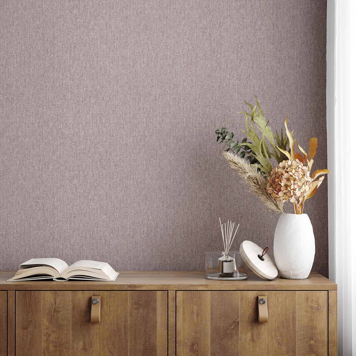 Papier peint Tweed Chevron Herringbone lilas - Beaux Arts de Lutèce | Réf. LTC-M1826