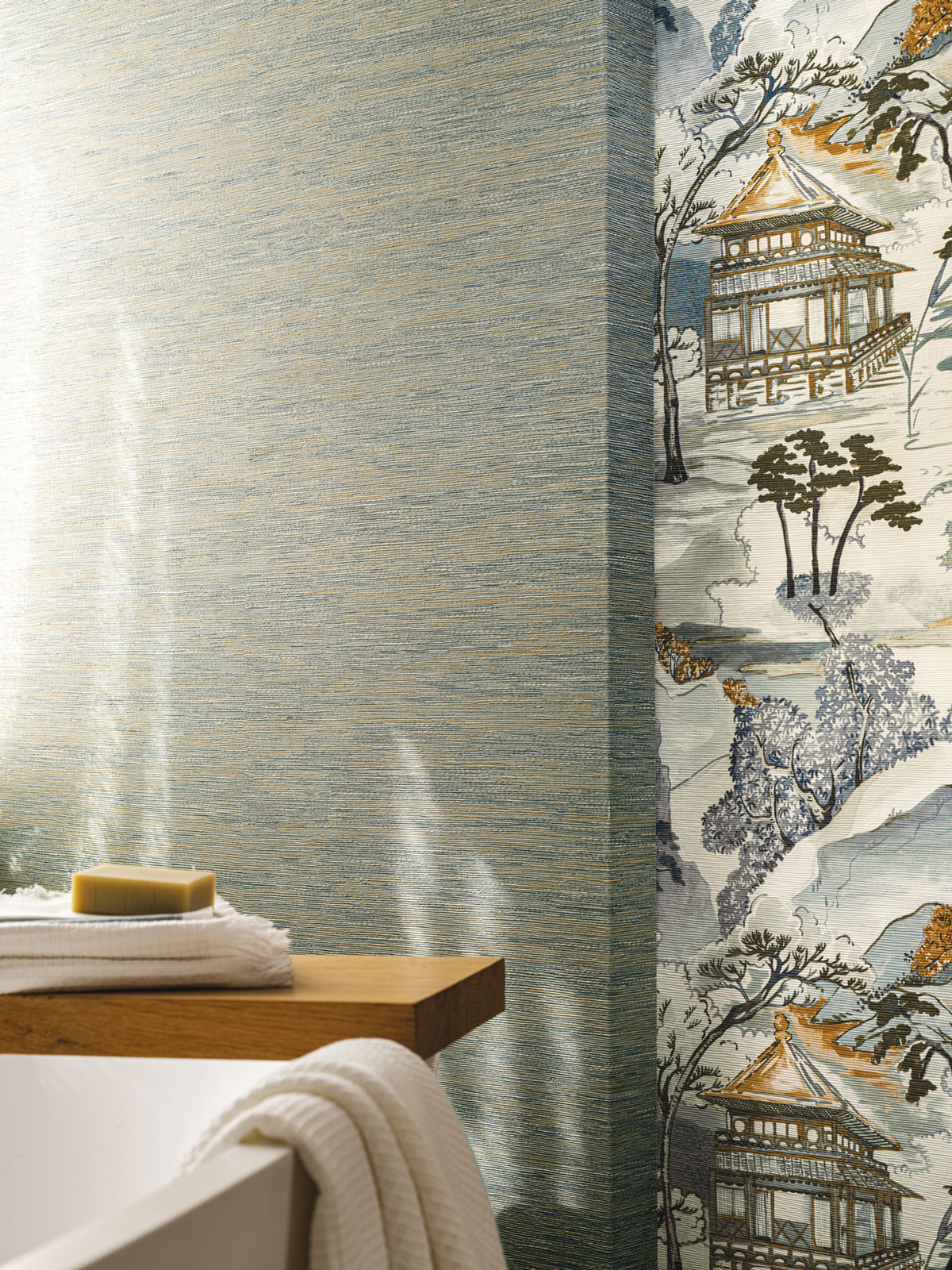 Papier peint Paille Tatami vert de gris - Archipel de Casamance | Réf. CAS-75343466