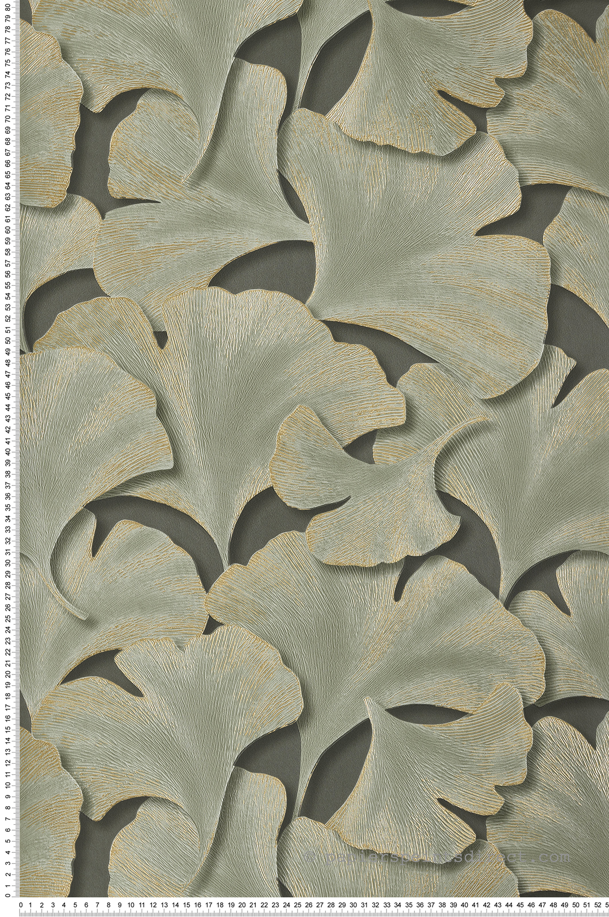 Papier peint Feuille Gingko Biloba vert et doré - Gingko de Casadéco | Réf. GINK86247318