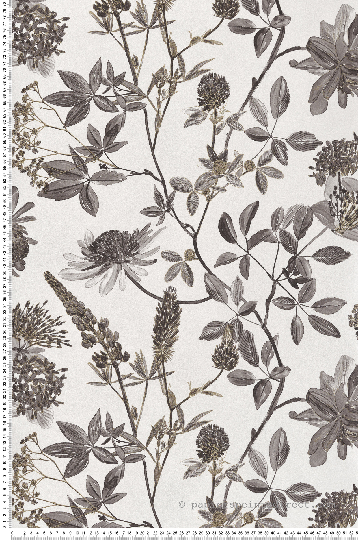 Papier Peint Feuillage Fleuri Aqua noir doré - Elégance d'Ugépa | Réf. UGP-M45809