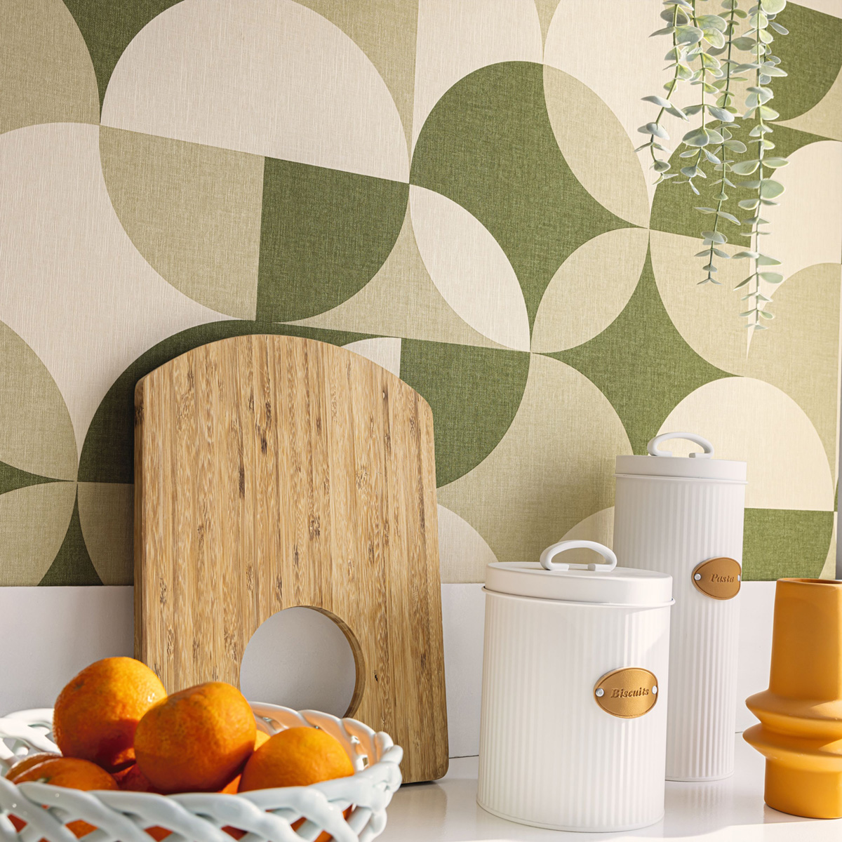 Papier peint Géométrie Arrondi Charly vert amande - Twist de Casélio AMB2 | Réf. TST106447170