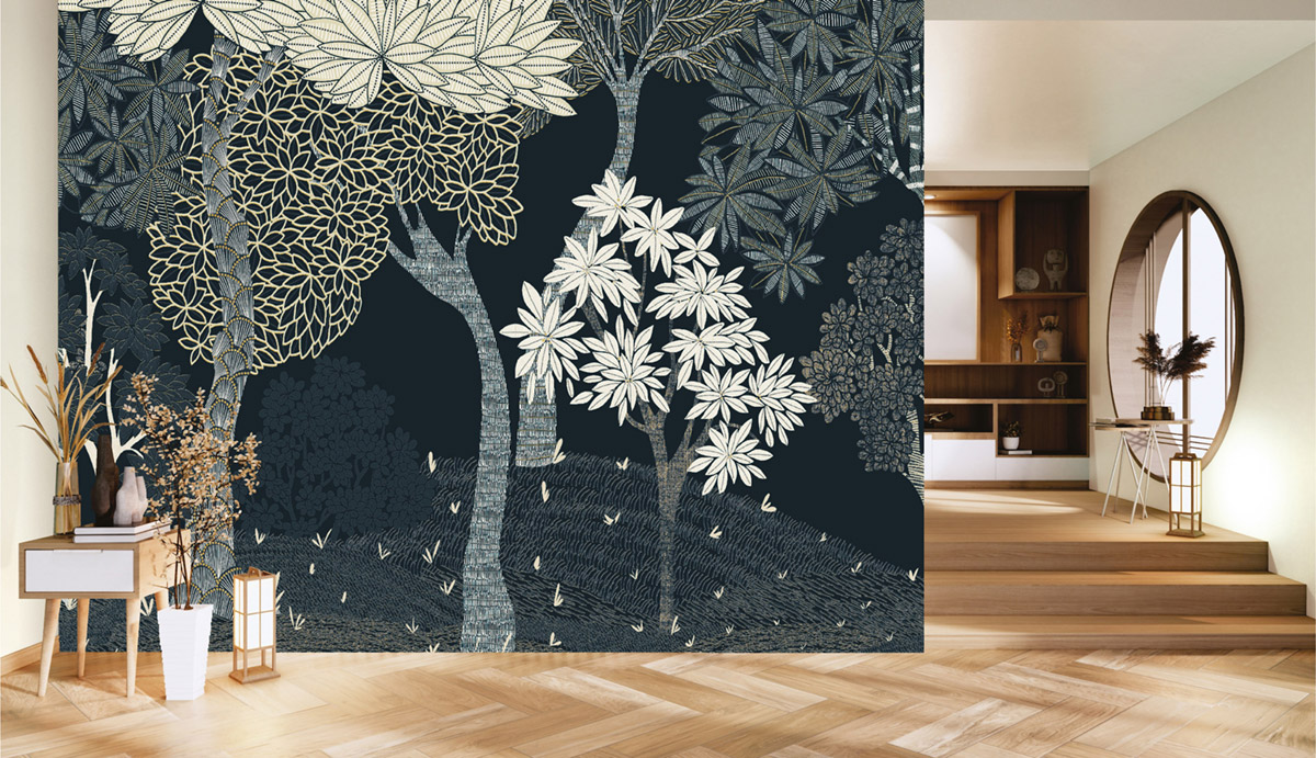 Papier peint Panoramique Forêt Enchantée bleu nuit - Dolce Vita de Lutèce | Réf. LTC-56230201