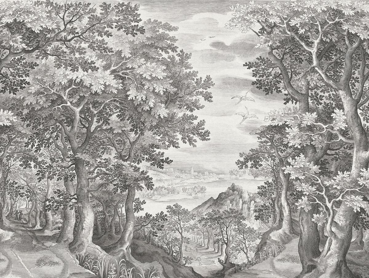 Papier peint Panoramique Paysage Vintage Lorelei noir et blanc - Aristide de Lutèce | Réf. LTC-3862-1
