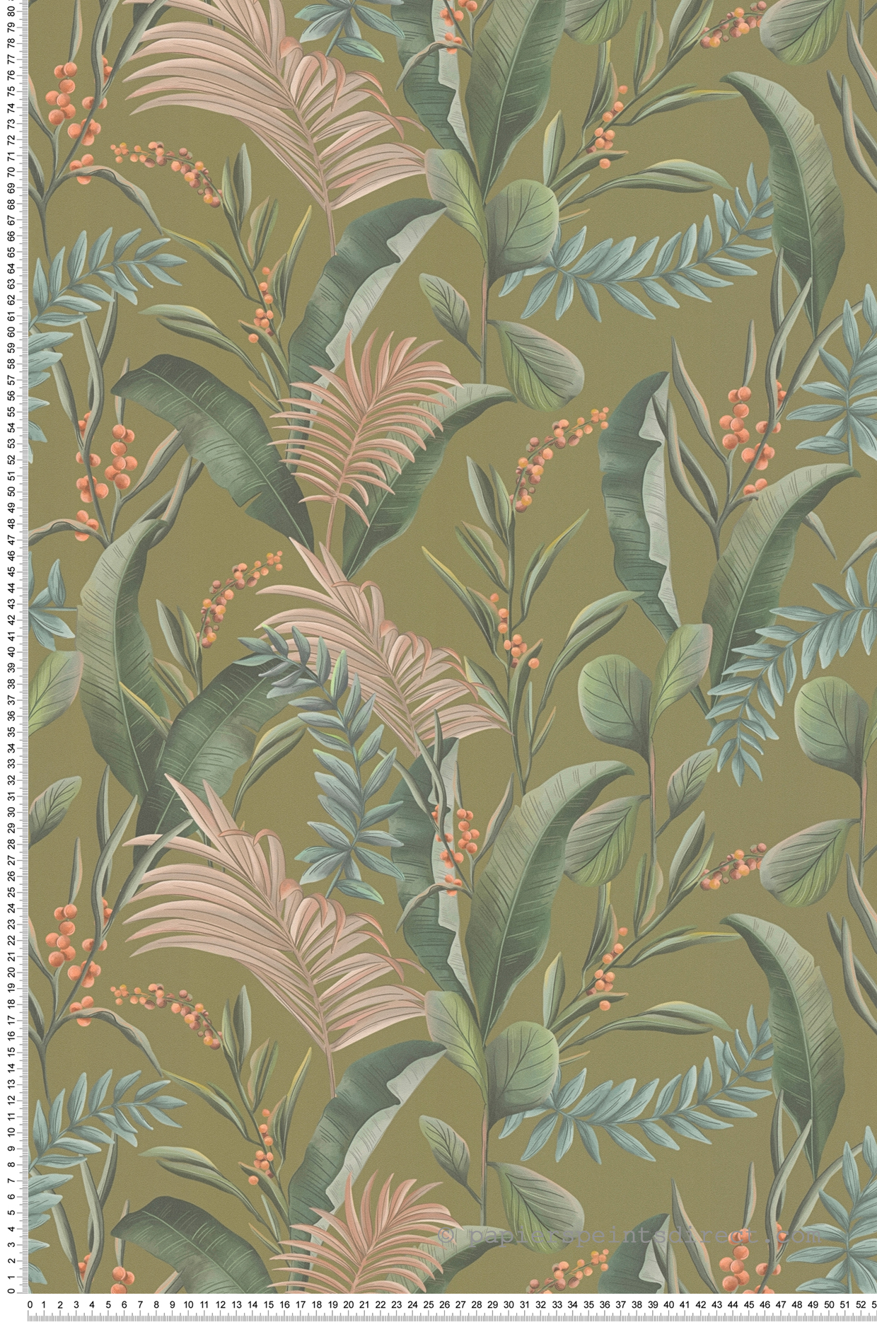 Papier peint Feuille Nature Tropical vert olive - Drawn Into Nature d'A.S. Création | Réf. AS-394363