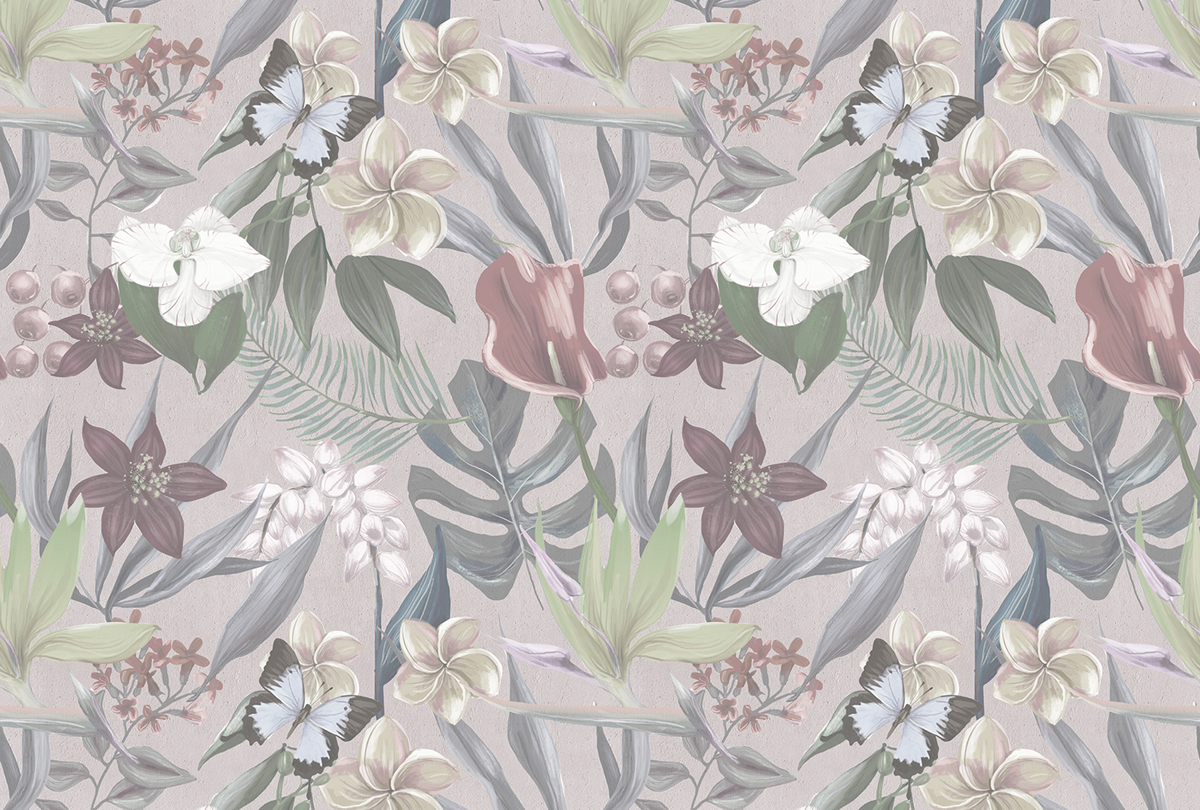 Papier peint panoramique Tropical Orchid Garden1 - Référence DD111001 - Intissé 200g/m2 - Standard 400 x 270