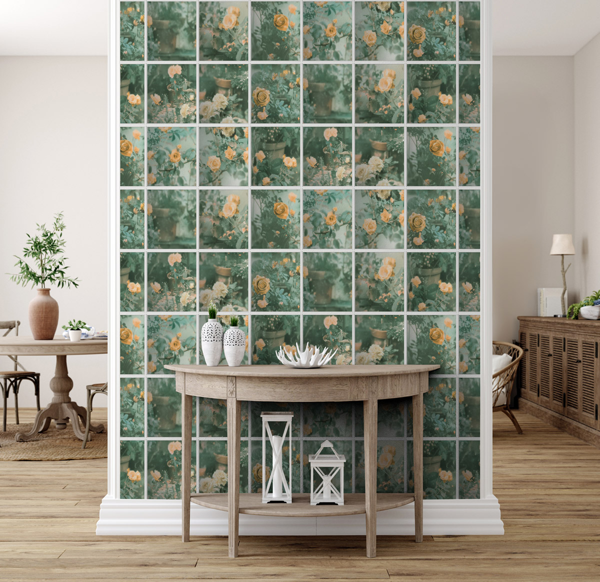 Papier Peint Fleur Verrière Roseraie orange - Illusion d'Ugépa | Réf. UGP-M89905