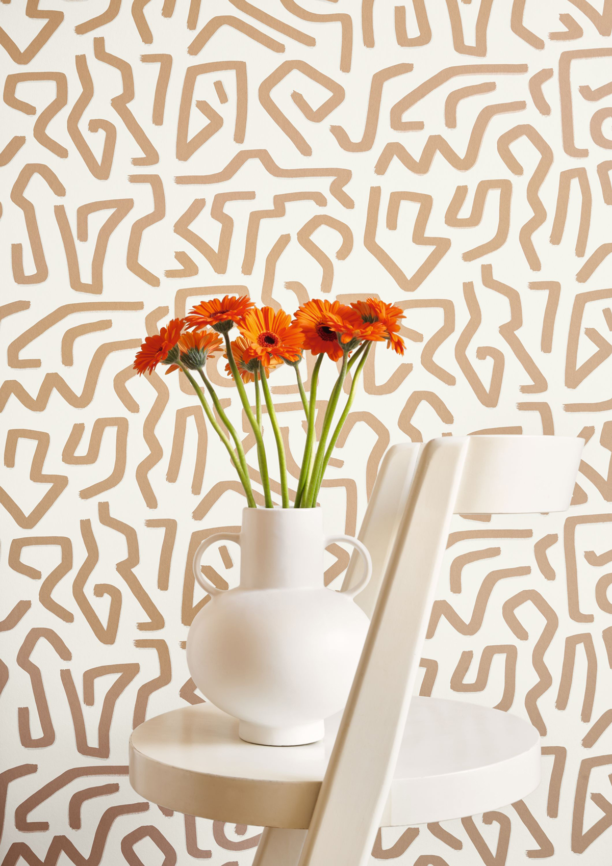 Papier peint Tracés Abstraits Symbol beige blanc - Milano Sixties de Casadéco AMB2| Réf. MISI89351313