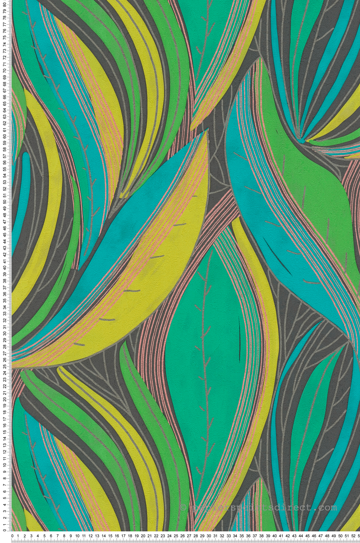 Papier peint Feuille Vague vert bleu canard - Metropolitan Stories 4 Hot Spots d'A.S. Création | Réf. AS-786551