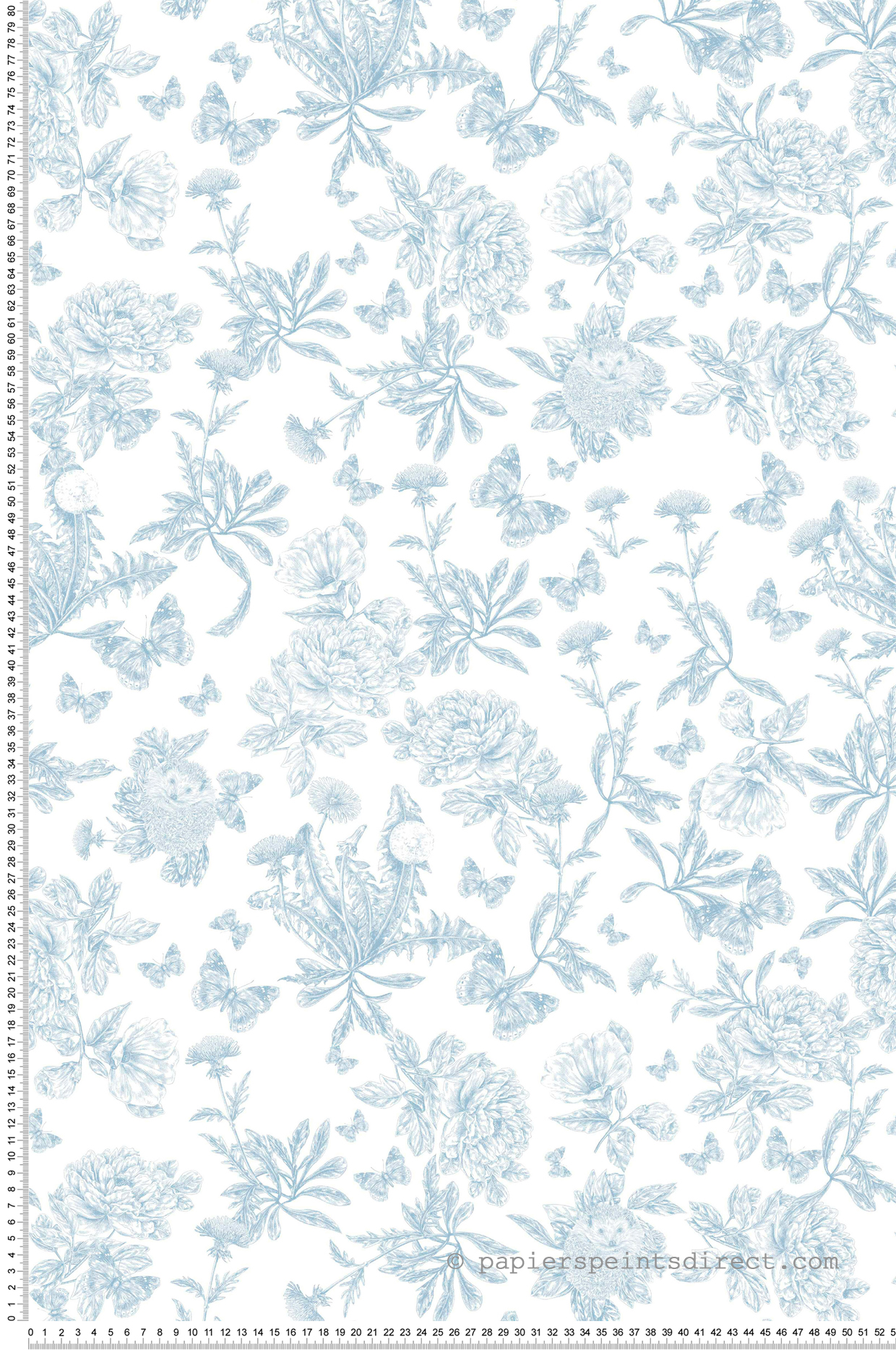 Papier peint Toile de Jouy Hérissons bleu ciel - Tartine & Chocolat de Lutèce | Réf. LTC-36230501