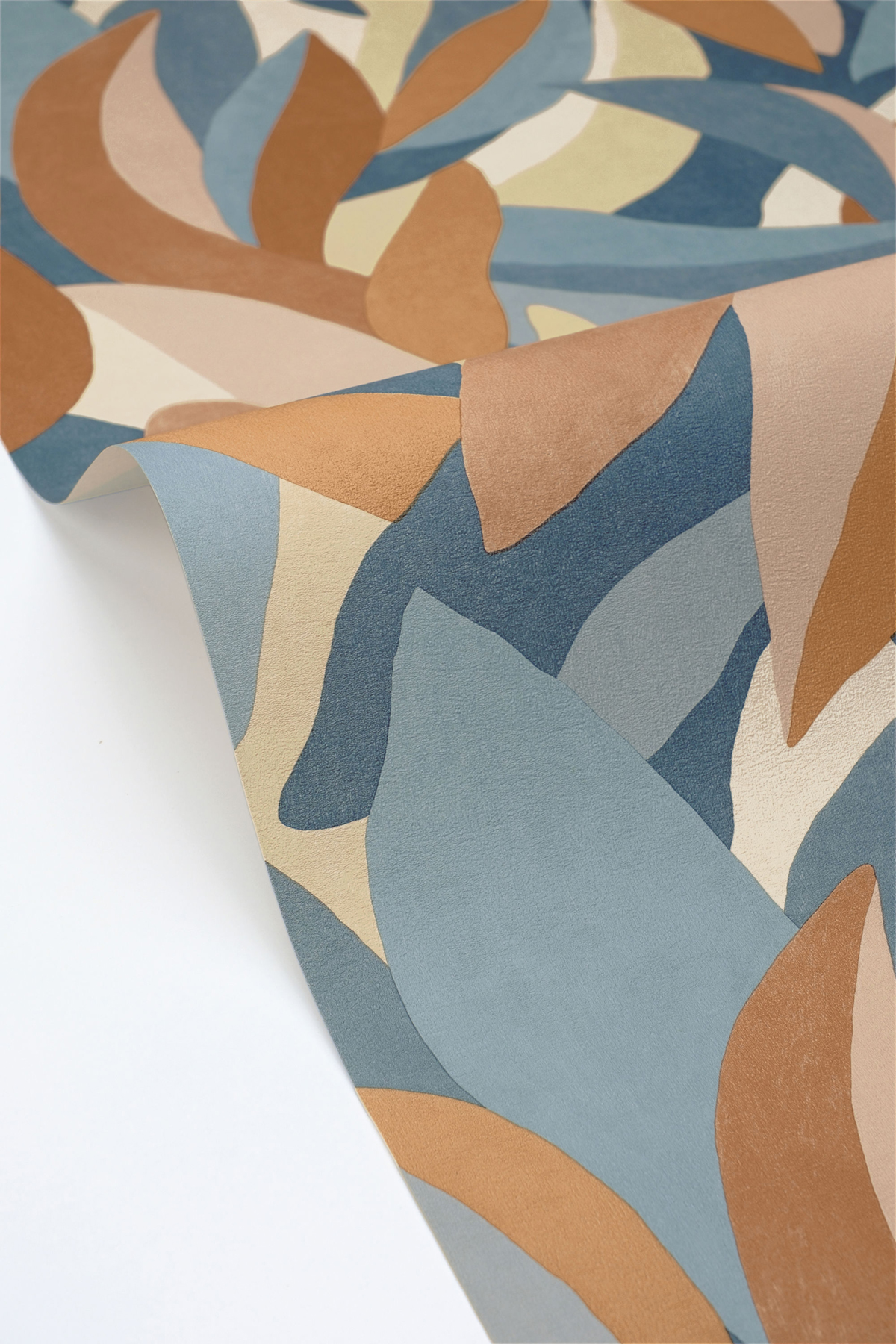 Papier peint Feuillage Graphique Ephyra bleu camel - Elea de Casélio VAGUE | Réf. ELEA107356023