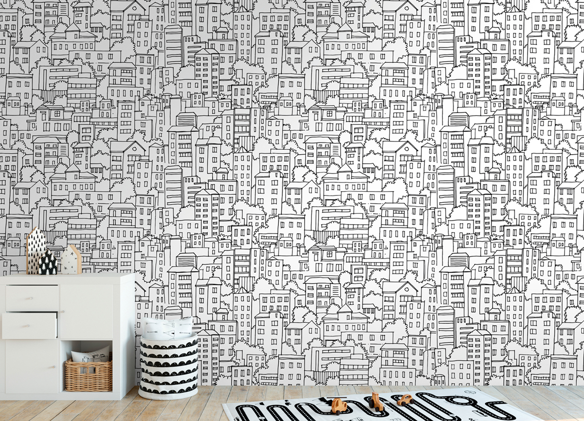 Papier peint panoramique Maison Minimaliste noir blanc - The Wall 3 d'A.S. Création | Réf. AS-398601