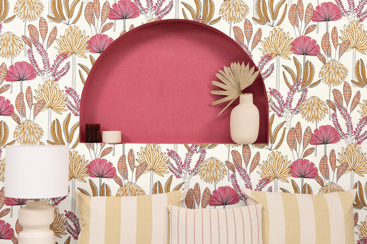 Papier peint Feuillages Jungle Bali rose fuchsia - Stay Wild de Casélio | Réf. WILD104930414