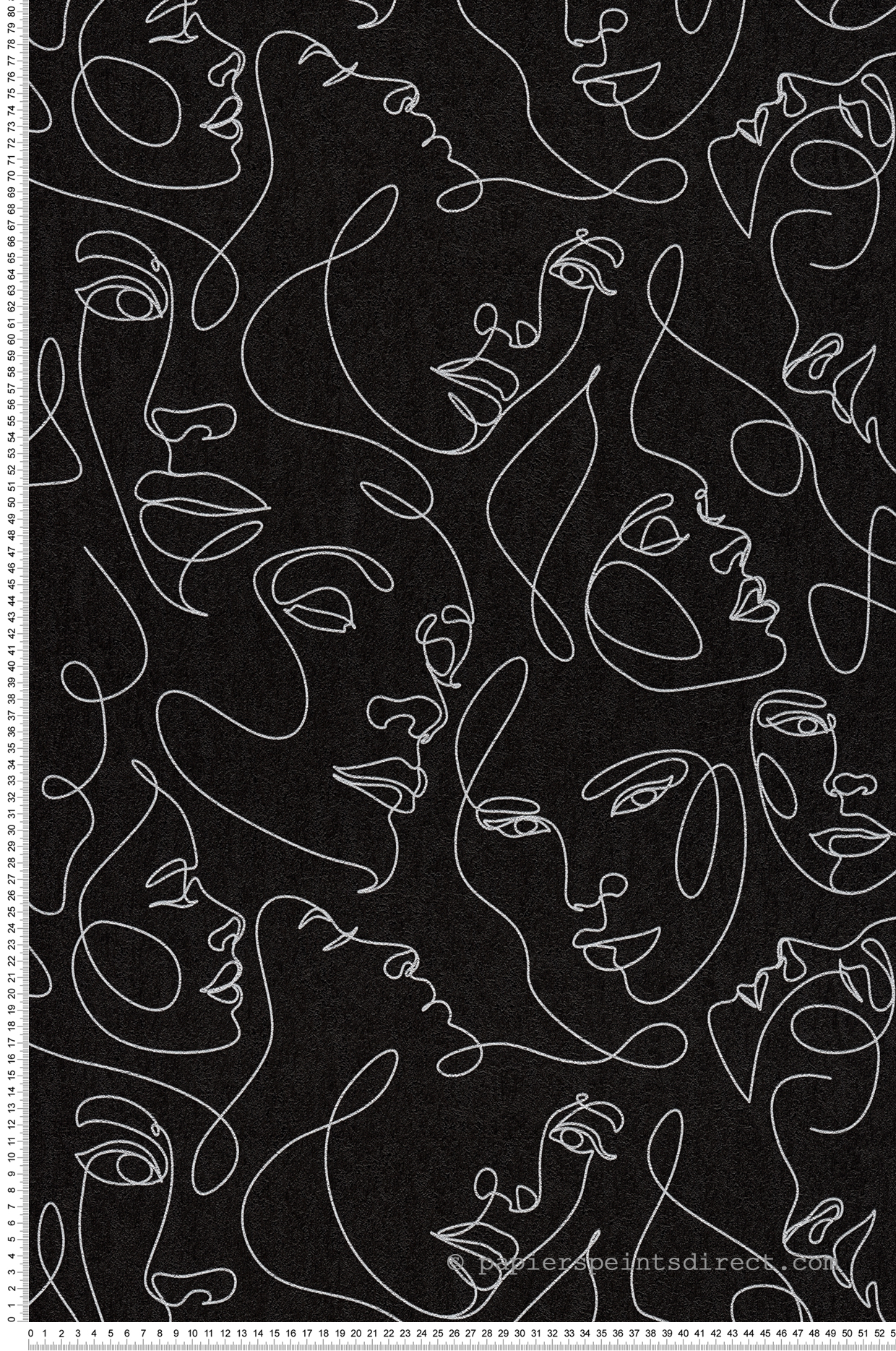 Papier peint Visages One Line Art noir argenté - Pintwalls 3 d'A.S. Création | Réf. AS-791723