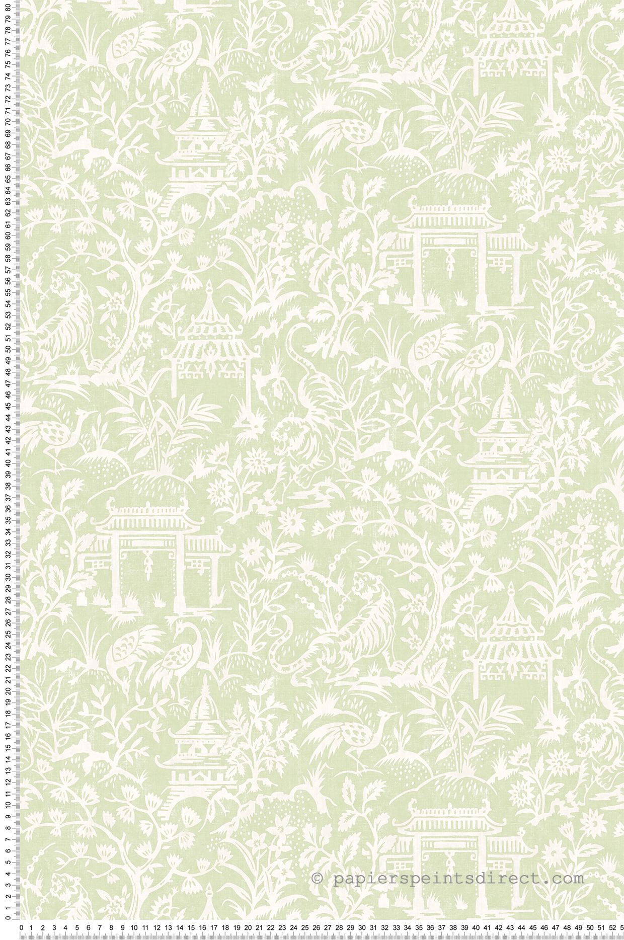 Papier peint Toile De Jouy Japonais vert - Jardin Secret de Lutèce | Réf. LTC-G78509