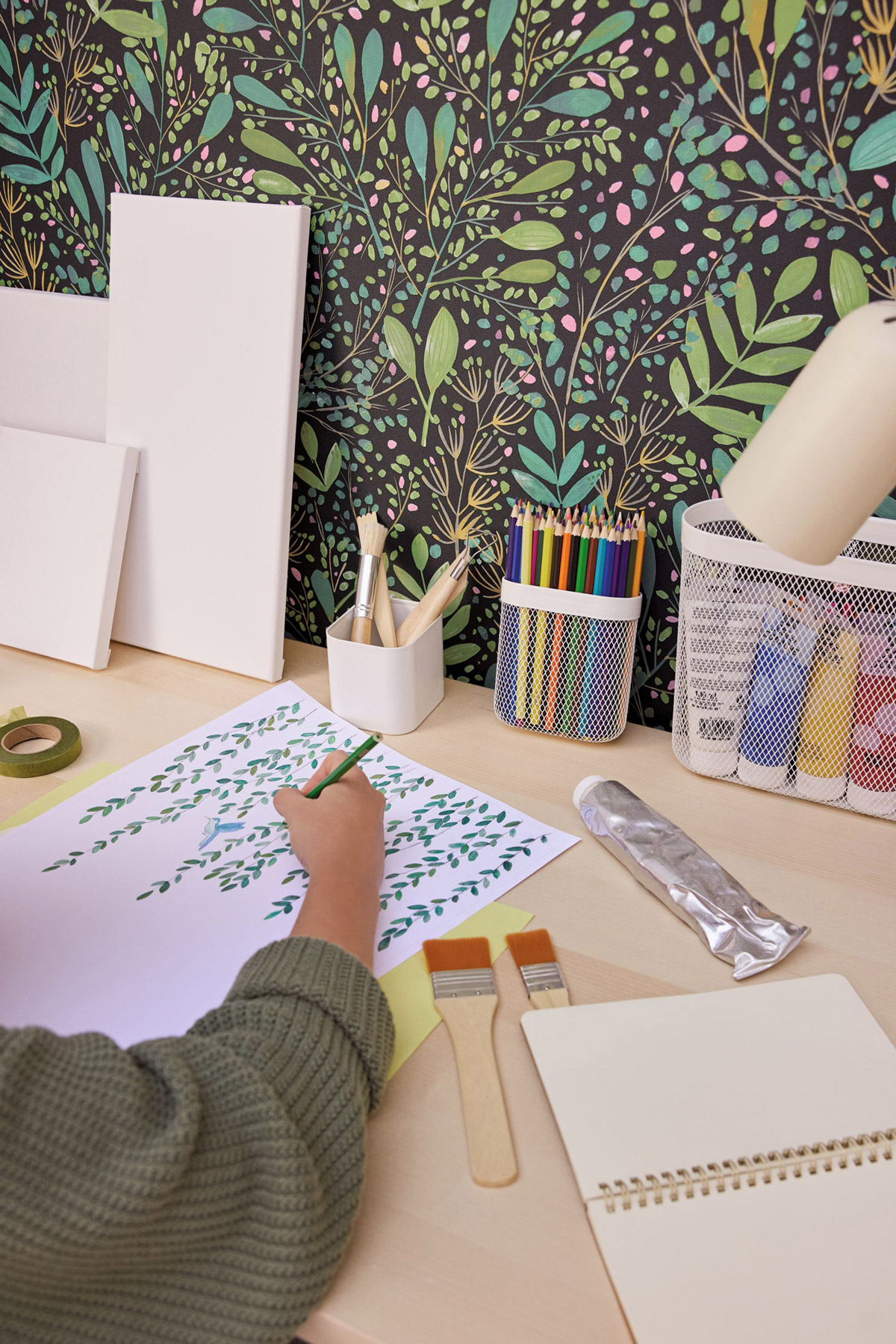 Papier peint Feuilles Joy vert noir - Green Life 2 de Casélio | Réf. GNL2101699791