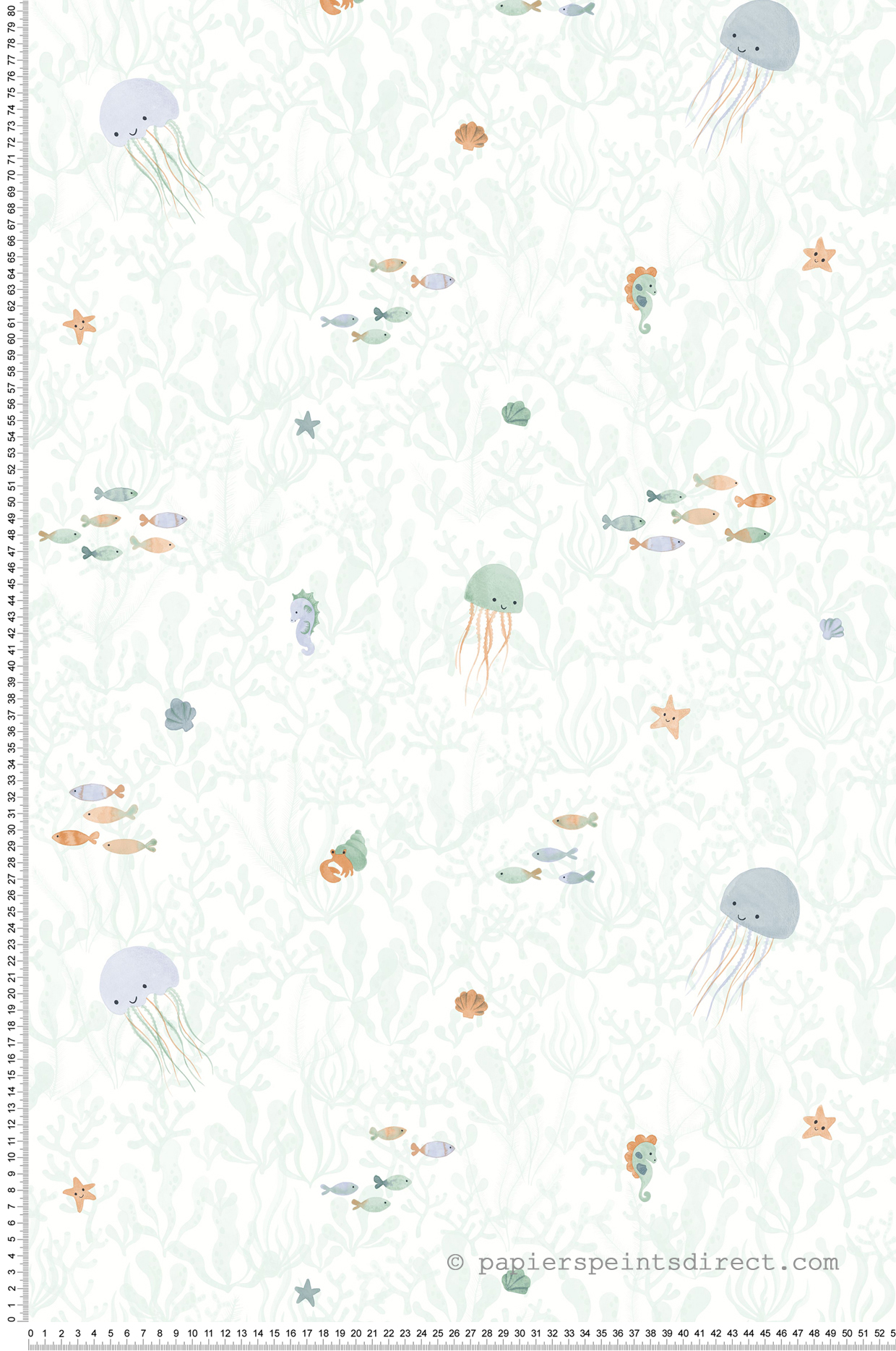 Papier peint Poisson Companions of the Sea vert d'eau - Once Upon A Time 2 de Casadéco | Réf. OUTD200816767