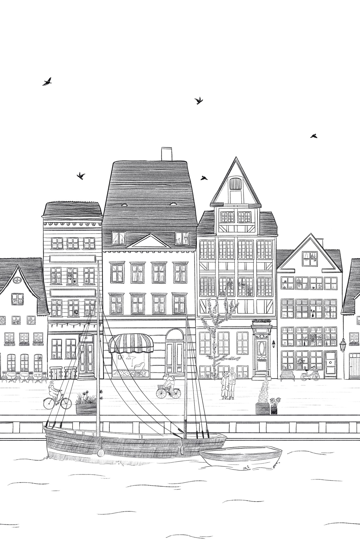 Papier peint panoramique Maison Copenhague noir et blanc - Moonlight 2 de Casélio AMB | Réf. MLGT104210901