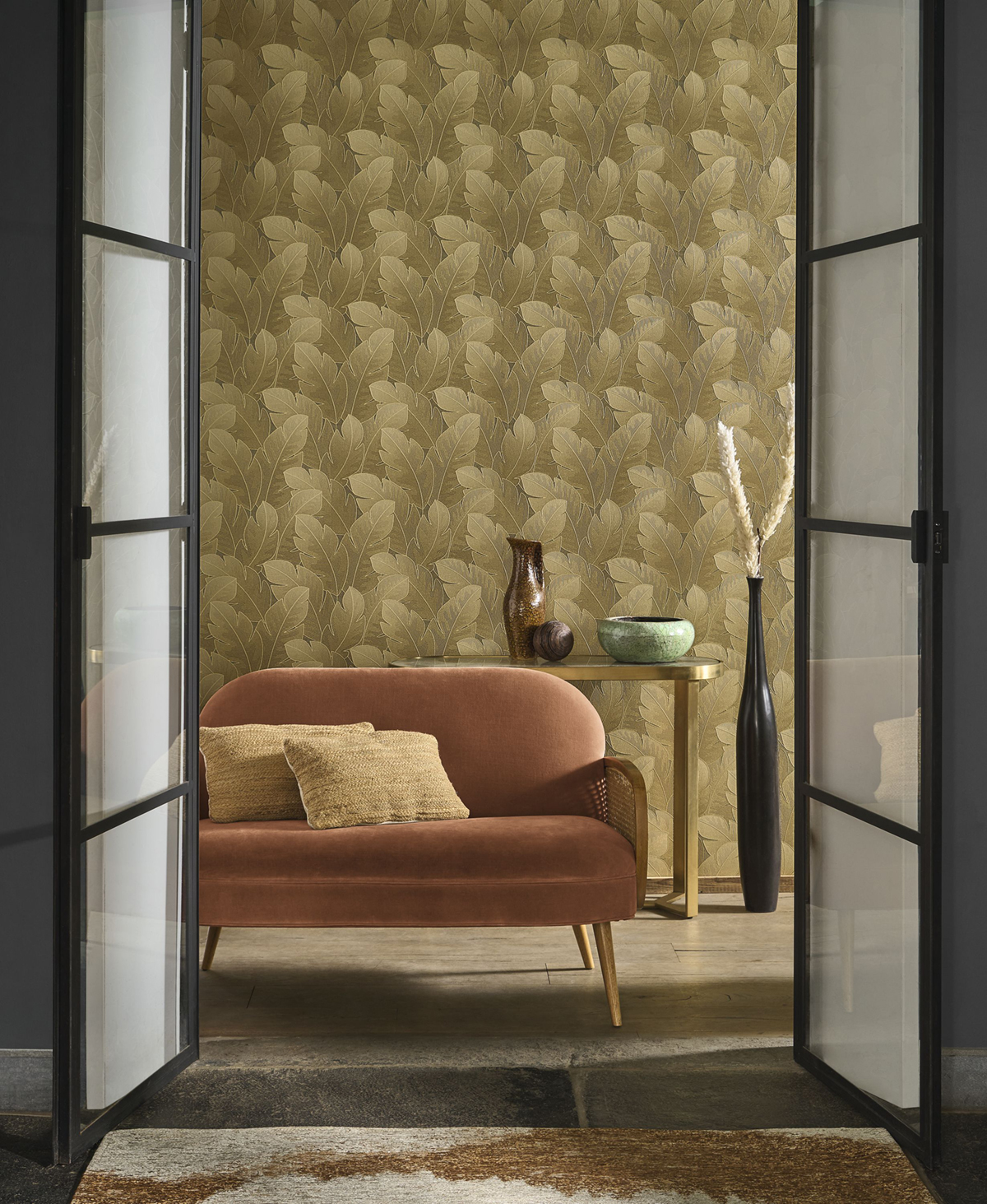 Papier peint Feuillage Tropical Yuto vert mastic - Vegetals de Casadéco | Réf. VEGE201292888