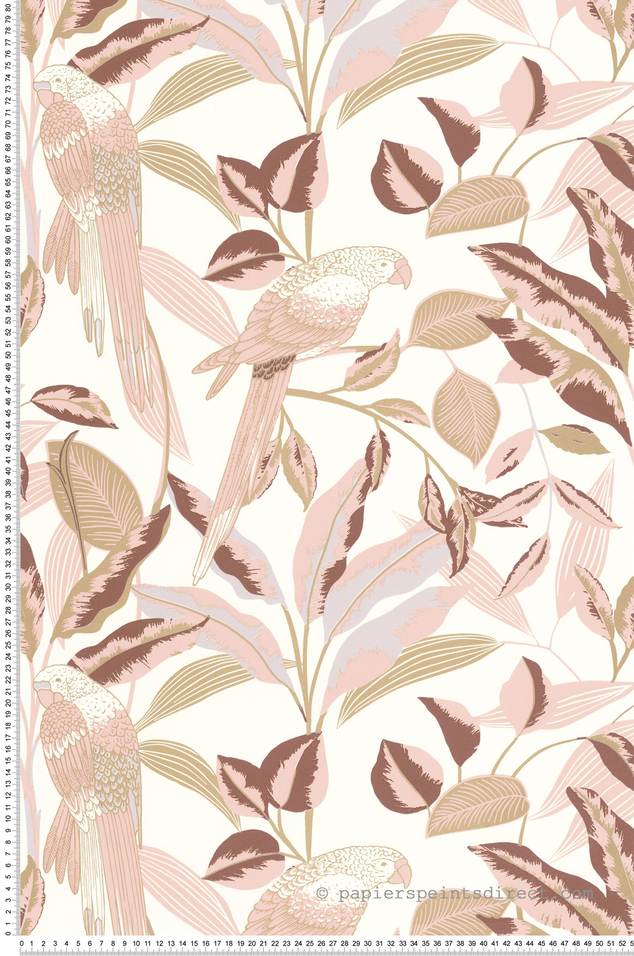 Papier peint Jungle Perroquet Gary rose doré - Golden Age de Casélio | Réf. GAG103790414