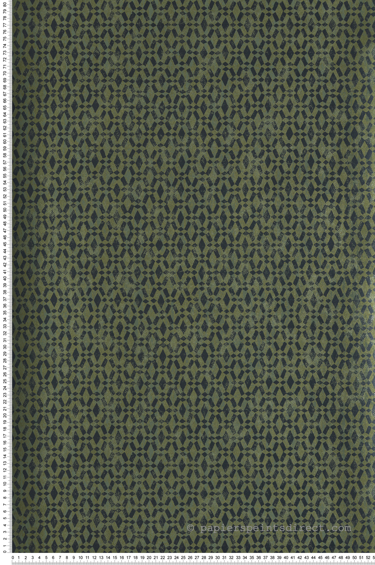 Papier peint Losange Ethnique Ada vert noir métallisé - Havana de Masureel | Réf. MAS-HAV502