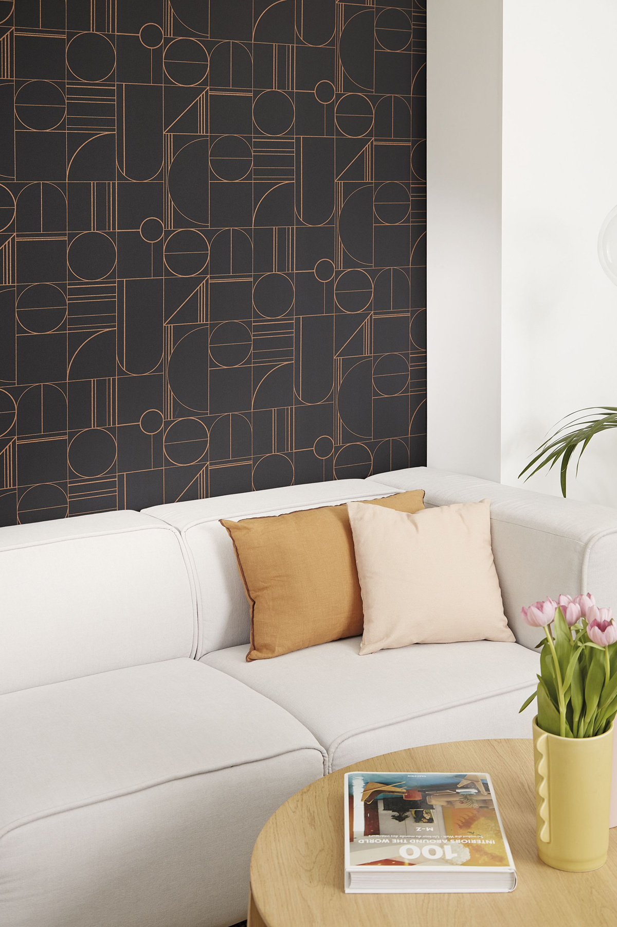 Papier peint Art Déco Border noir cuivre - Outlines de Casélio AMB2 | Réf. OTLS105069426