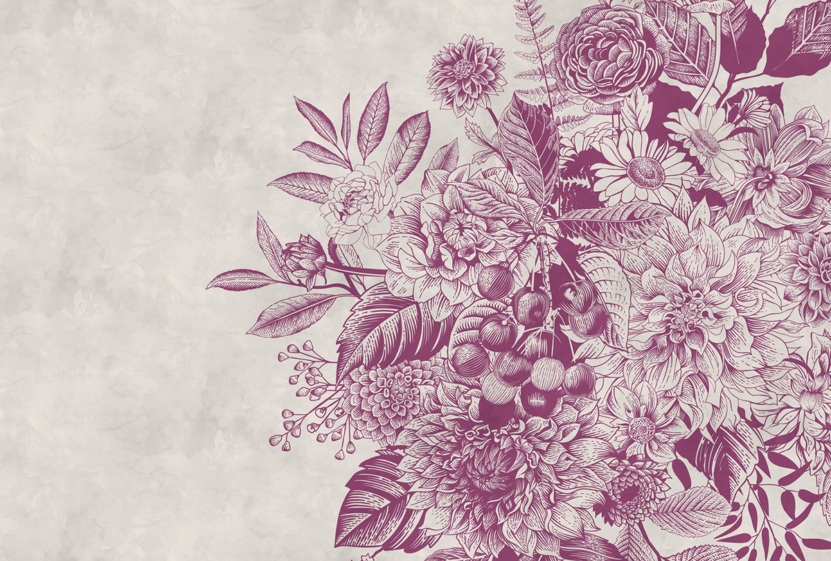 Papier peint panoramique Fleurs Jouy Greenery 3  - Référence DD111086 - Intissé 200g/m2 - Standard 400 x 270