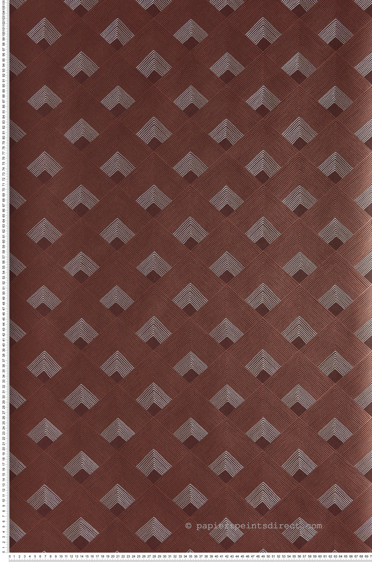 Papier peint géométrique ethnique Ondes Bordeaux - Misura de Casamance | Réf. CAS-74471028