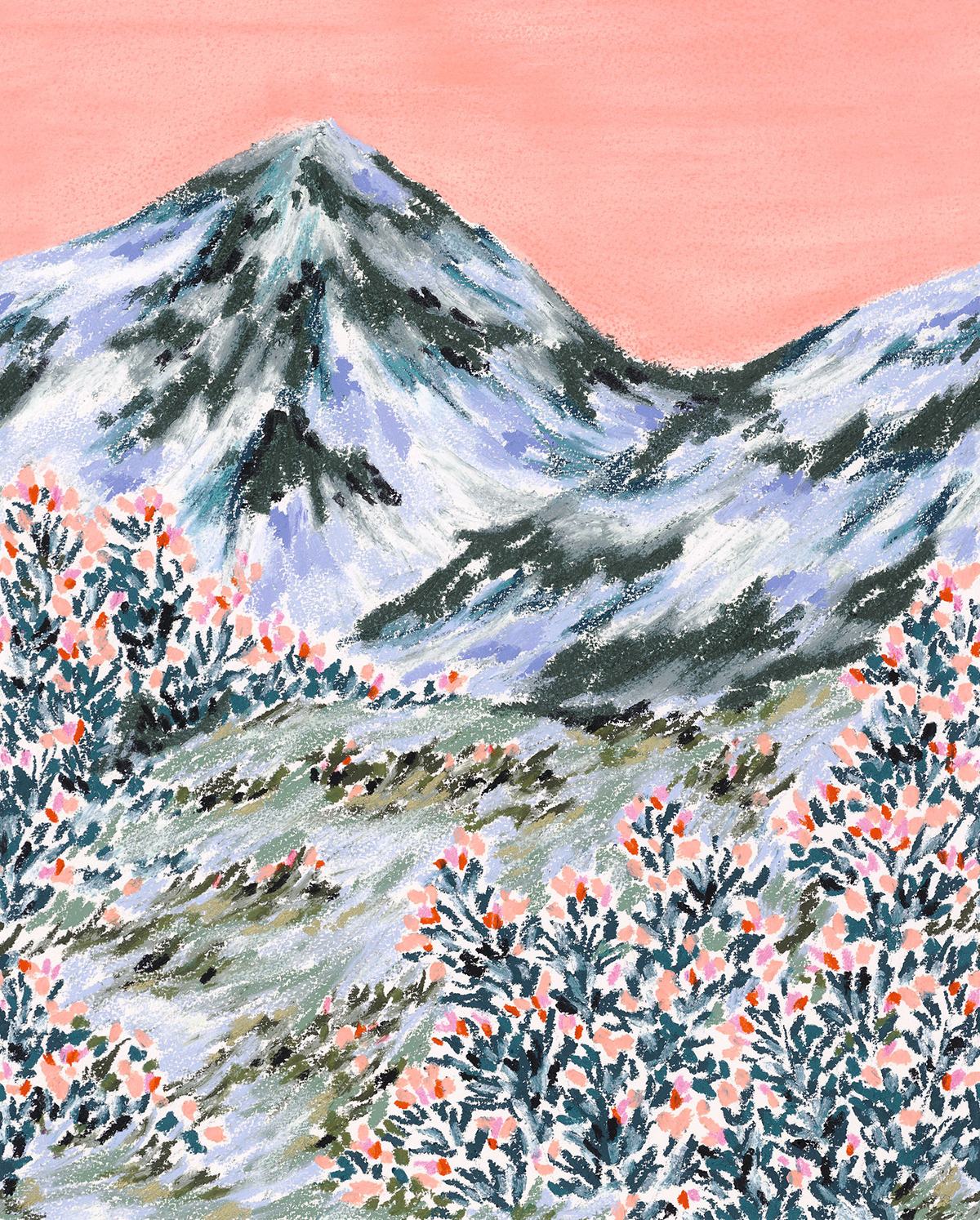 Papier peint panoramique Montagne Petits Bonheurs rose - Beauty Full Image 2 de Casadéco | Réf. BFM102404075